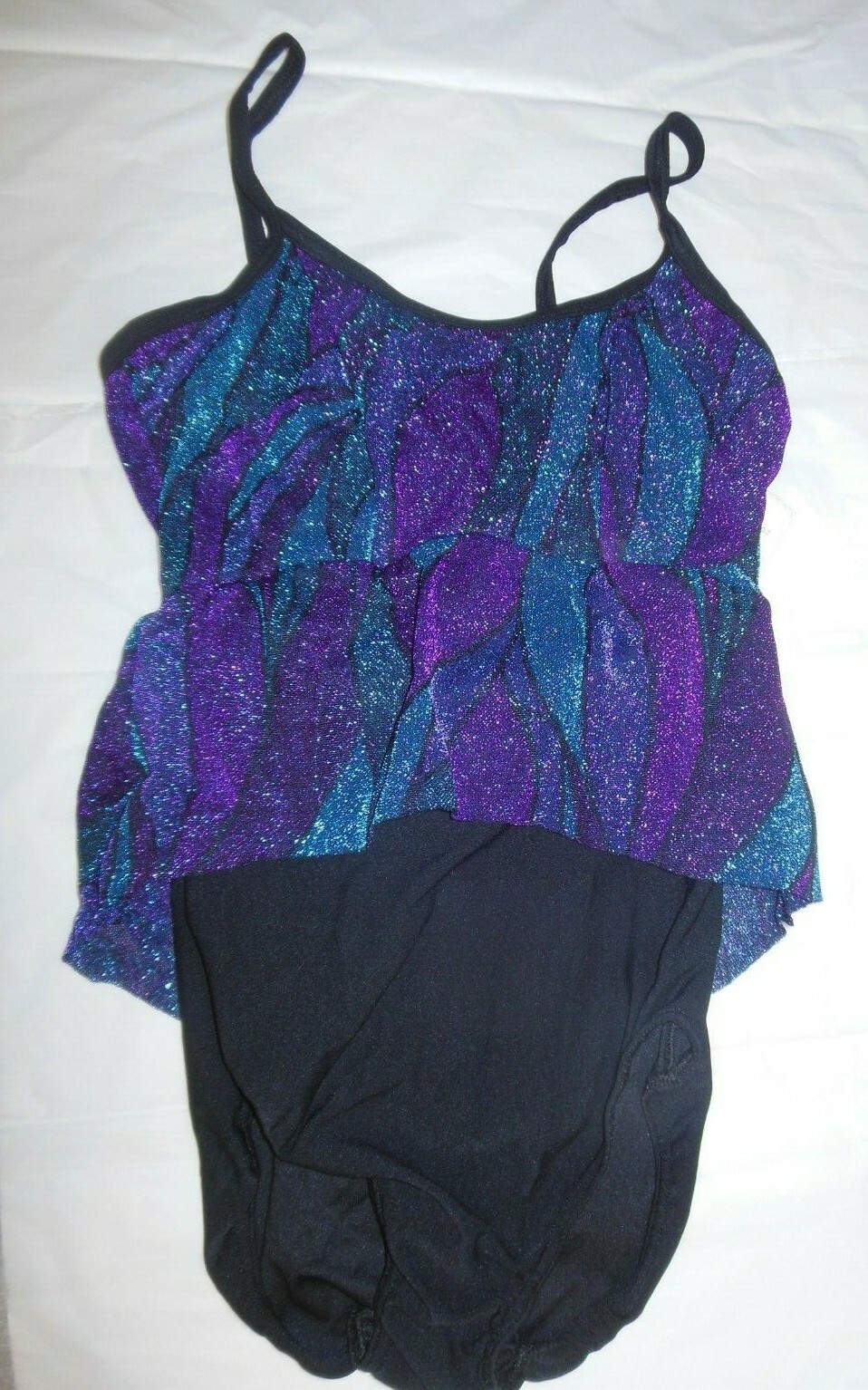 Black Camisole costume leotard Small adult Wolff Fording Metallic lurex trim