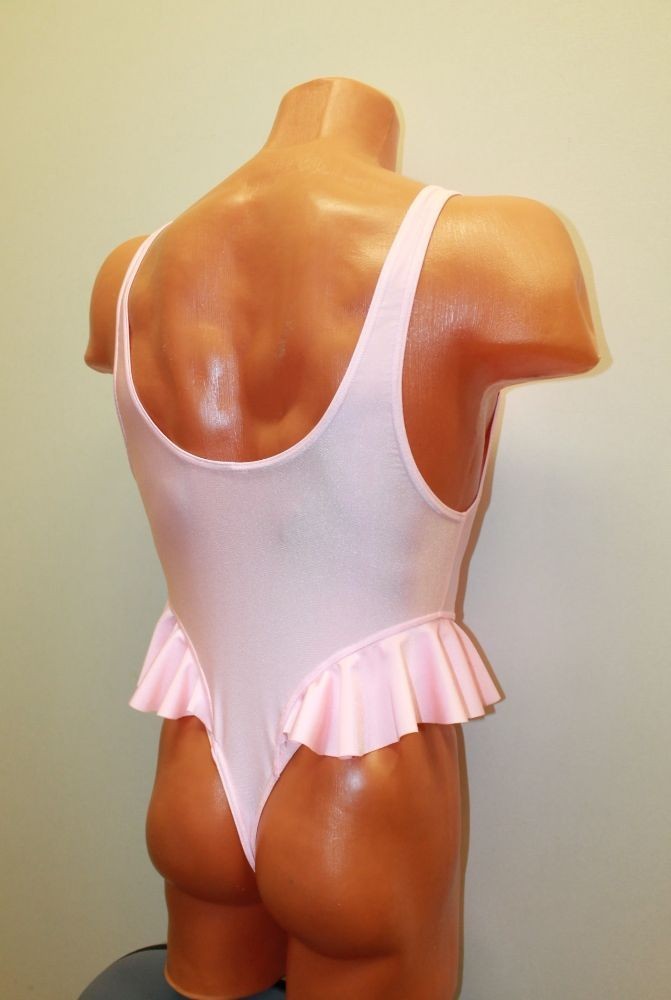 Men Thong Leotard 151-93 Flirty Skirt Light Pink Spandex Size M