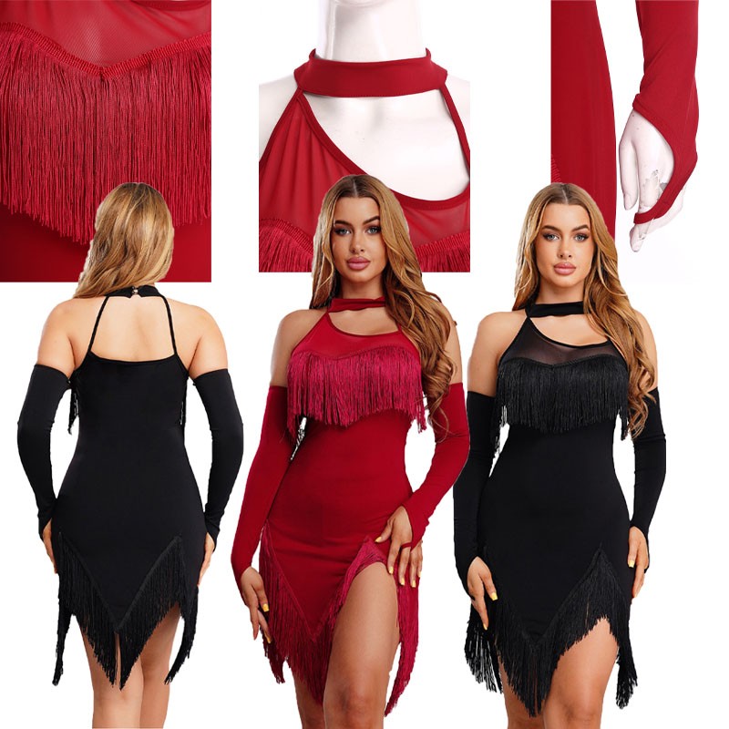 Womens Dancewear Halter Dress Rock Swing Outfits Tournament Costume Sleeveless