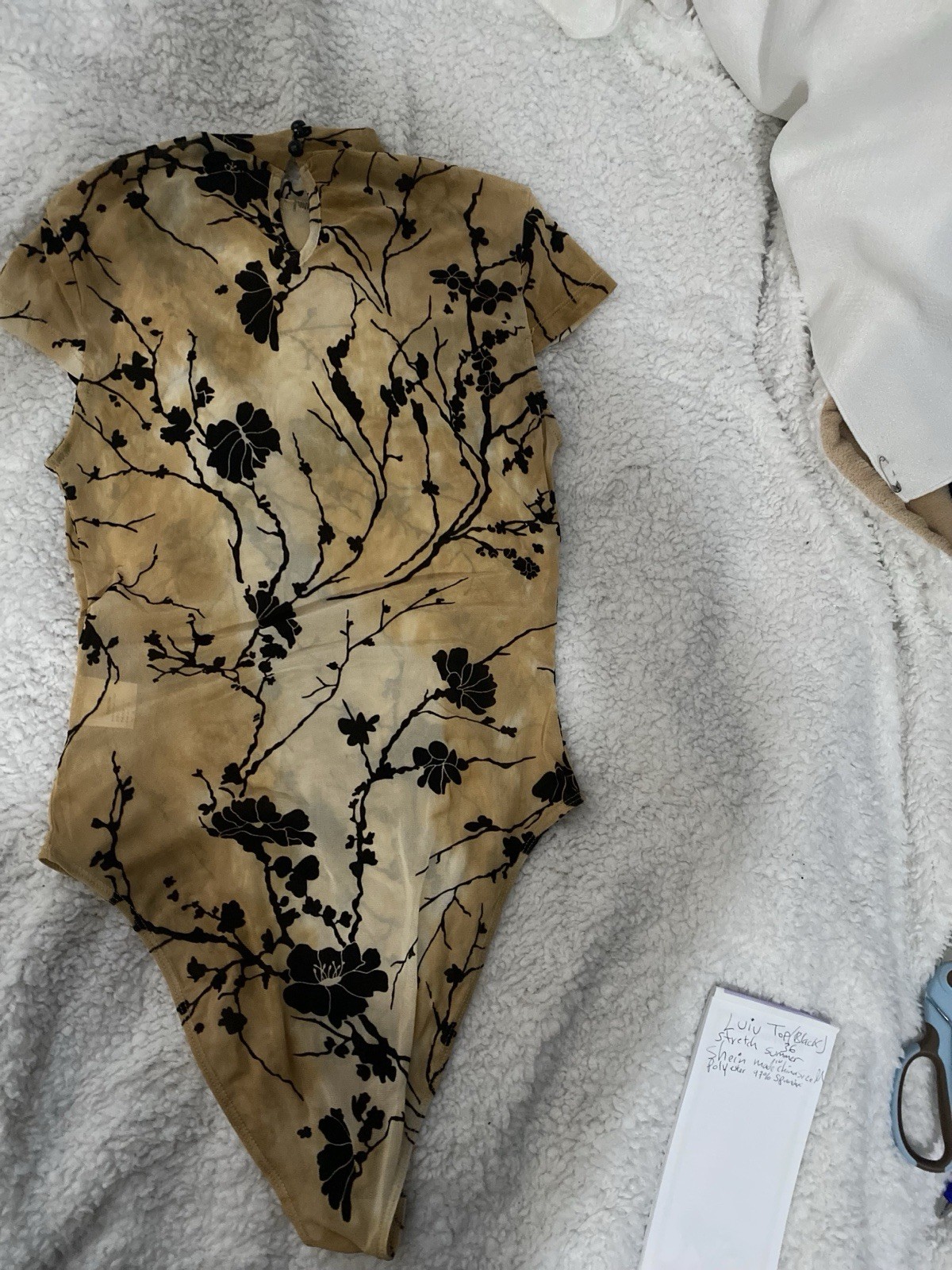 Shein Gold Floral Leotard Body Suit Size M U.S.6-Sleeveless.