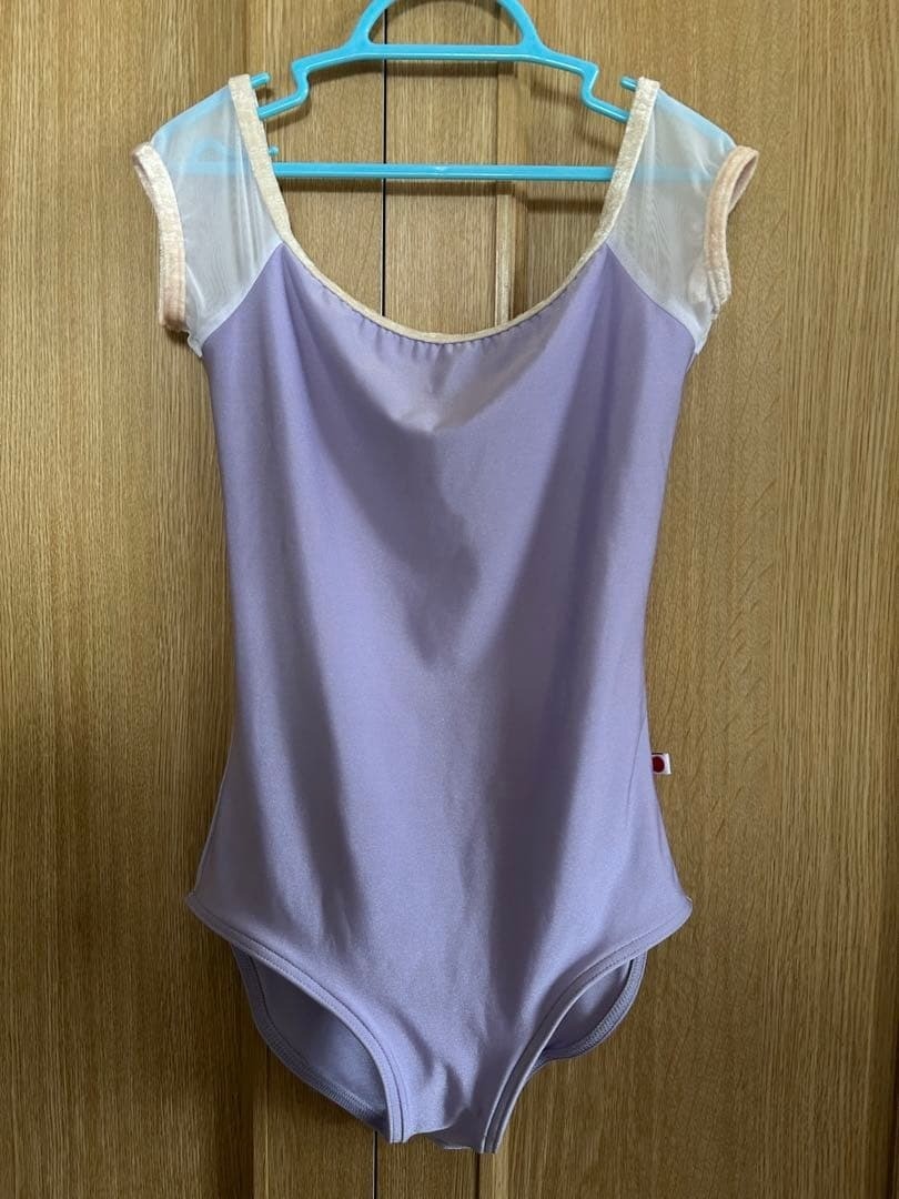 YUMIKO Leotard SL Light Purple Velvet Trim Made in Spain Rare