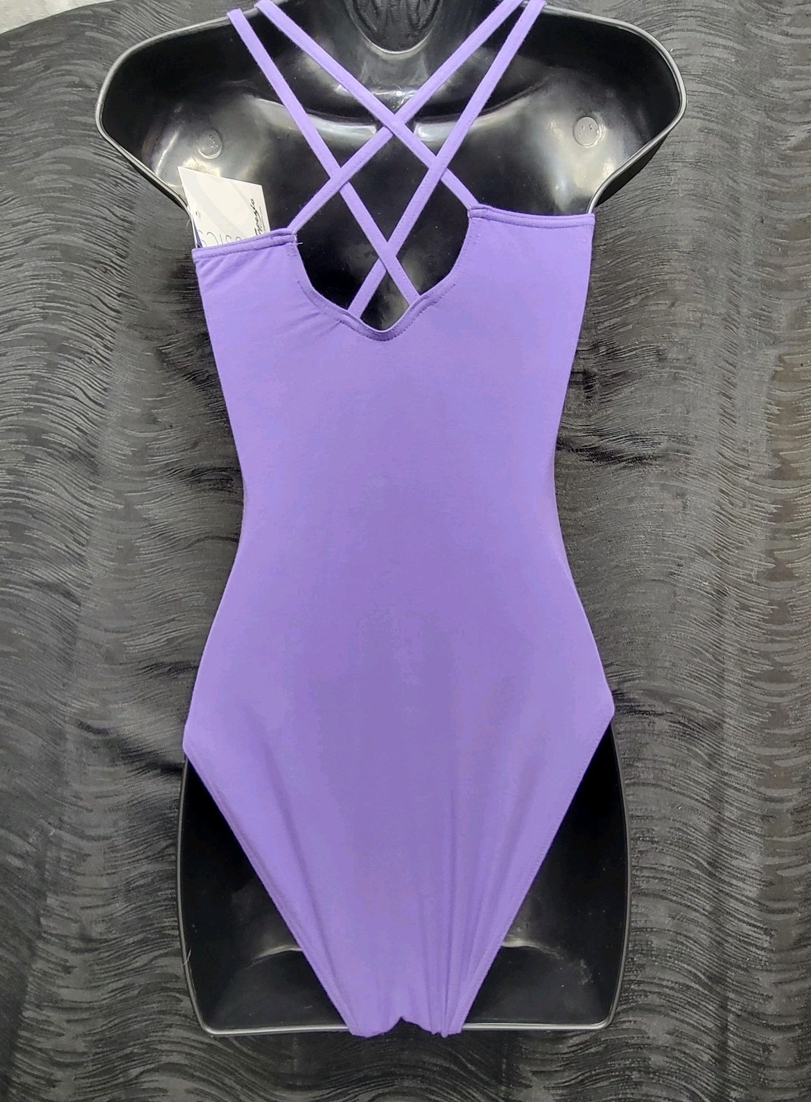 Capezio Purple Double Strap Camisole Leotard Scoop Neck Criss-cross Back SZ. M