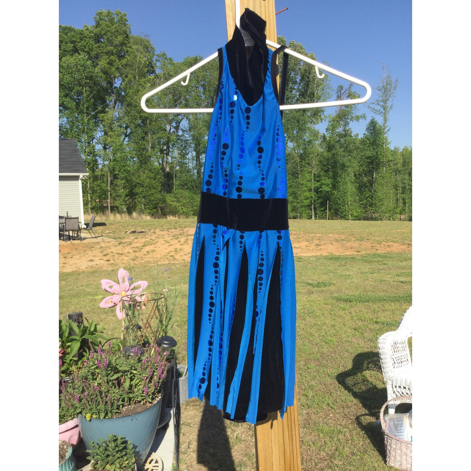 Art Stone Adult Leotard Size Small SA Blue Black Dancewear Tap Jazz Sequin Pleat