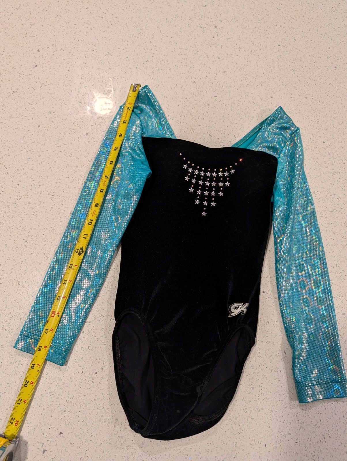 BEAUTIFUL GK Elite Extra Small Gymnastics Dance Long Sleeve Velour HOLOGRAPHIC