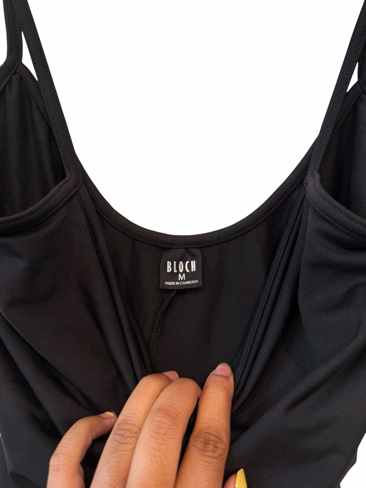 Bloch L5607 Women’s Black Solid Camisole Leotard Knit Nylon Dancewear