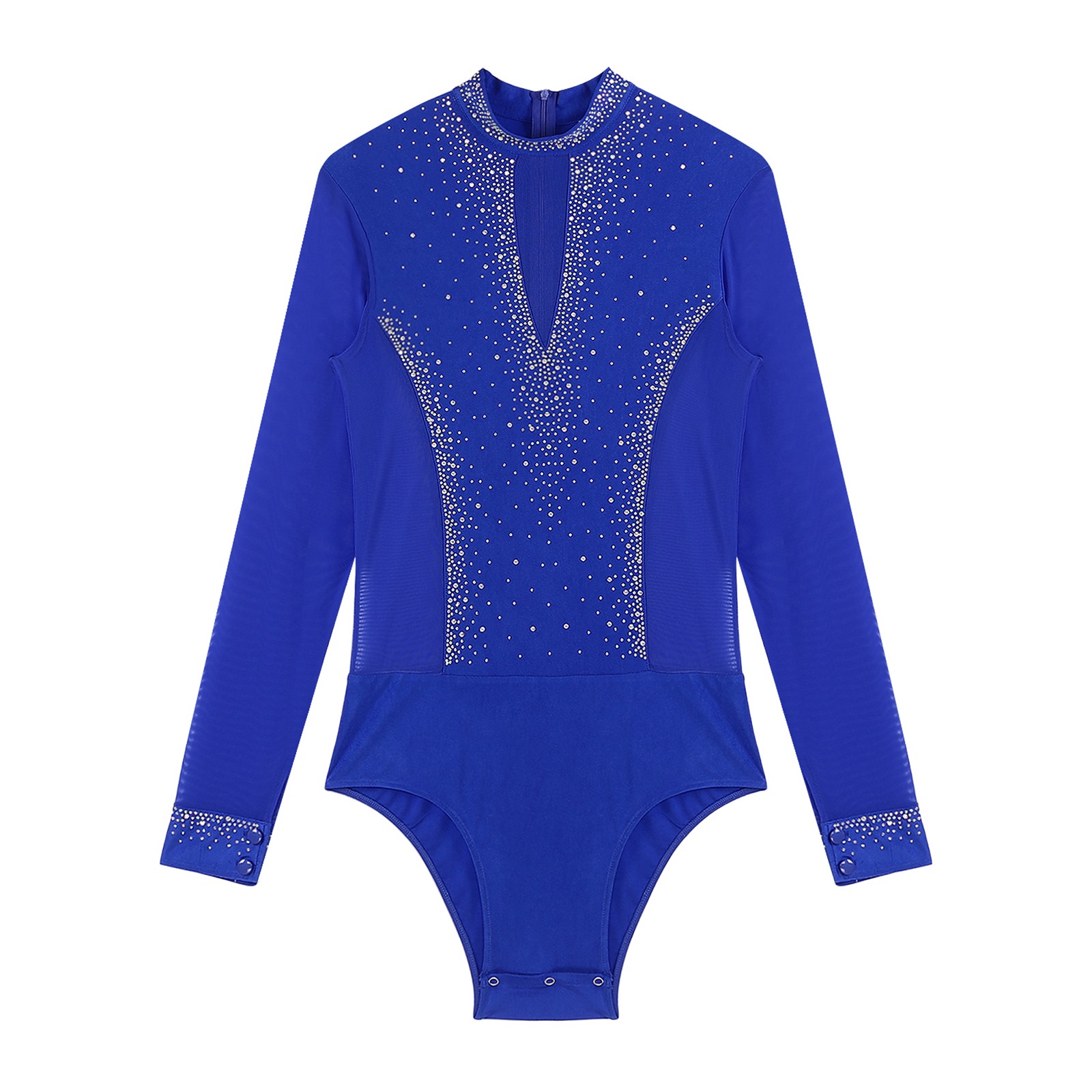 Men Bodysuit Figure Skating Jumpsuit Mock Neck Leotard Active Ballroom Sexy