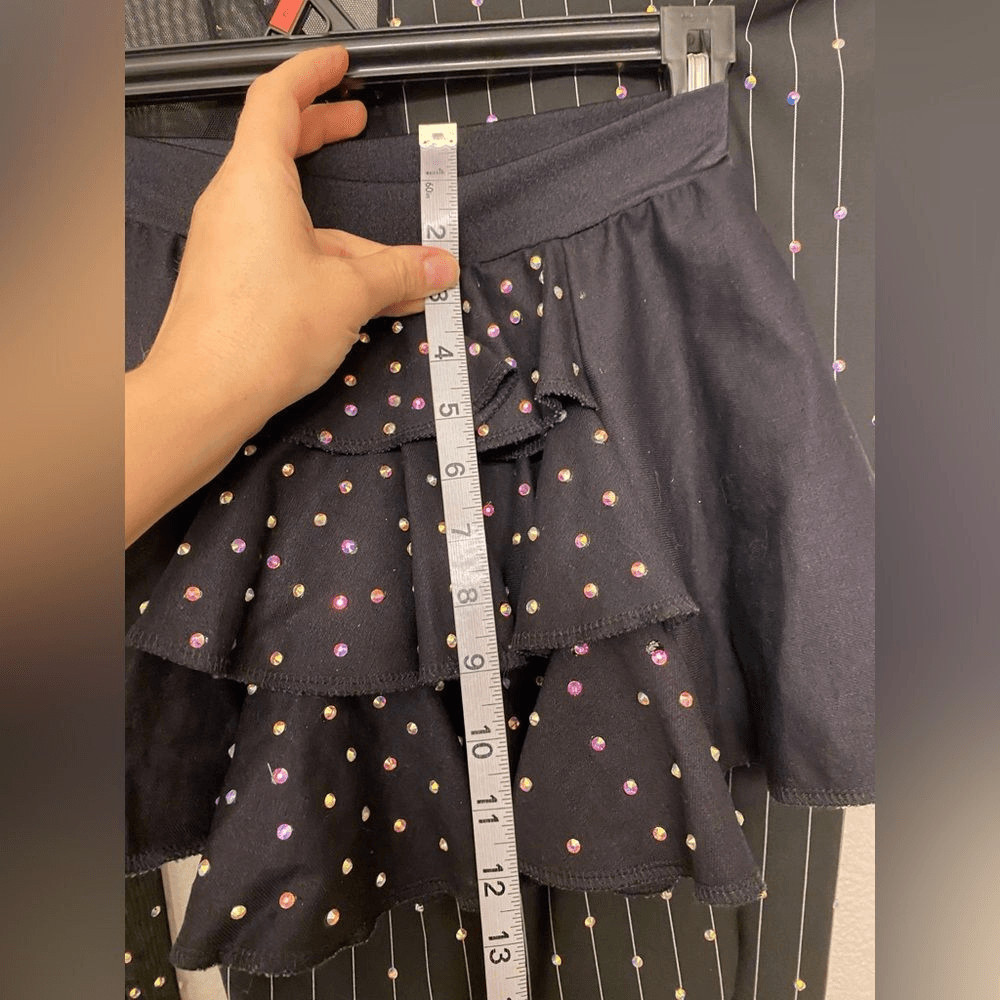 Kelle solo dance costume 2 piece black pin stripe jazz bling 5333 stoned LC