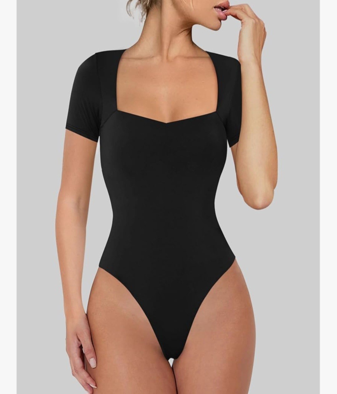 Black Short Sleeve Bodysuit Snap Closure Women’s Size Medium Stretch Capsule