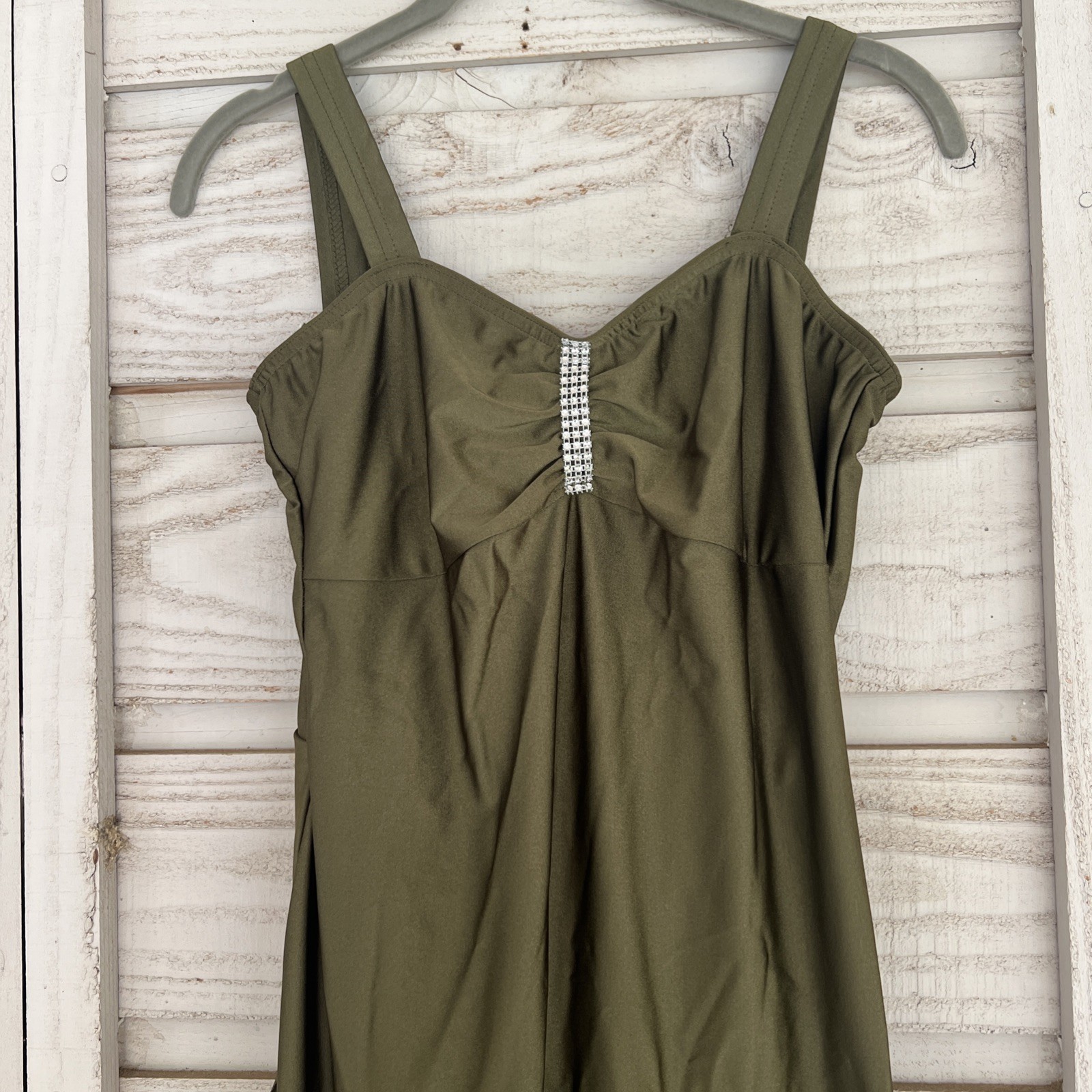 Kelle custom dance solo lyrical costume olive green MA Medium Adult