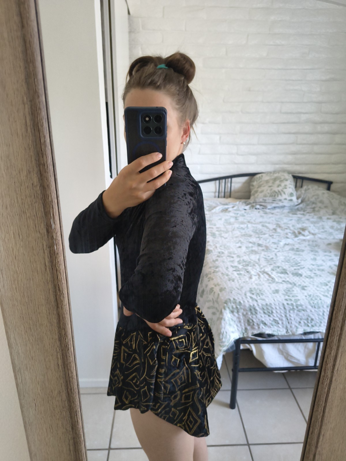 Vintage Bal-Togs Black Velvet Figure Skating Dance Dress Leotard M Made US