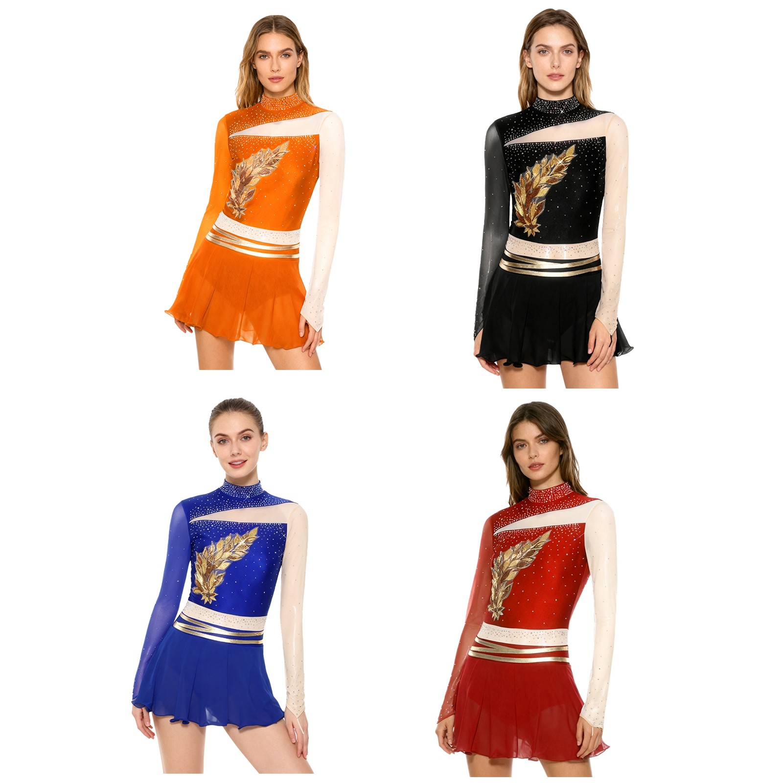 Womens Costume Samba Leotard Color Block Dress Performance Dancewear Stage