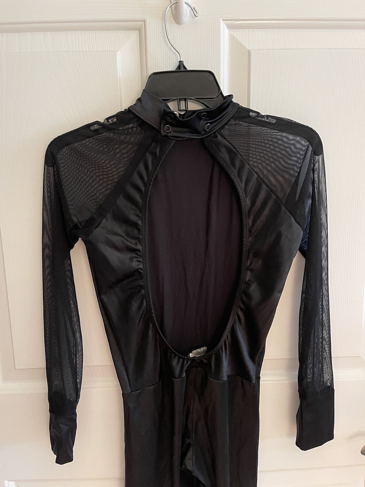 Kizzi Dancewear Black Mesh Long Sleeve Unitard, Open Back, Adult Medium **see