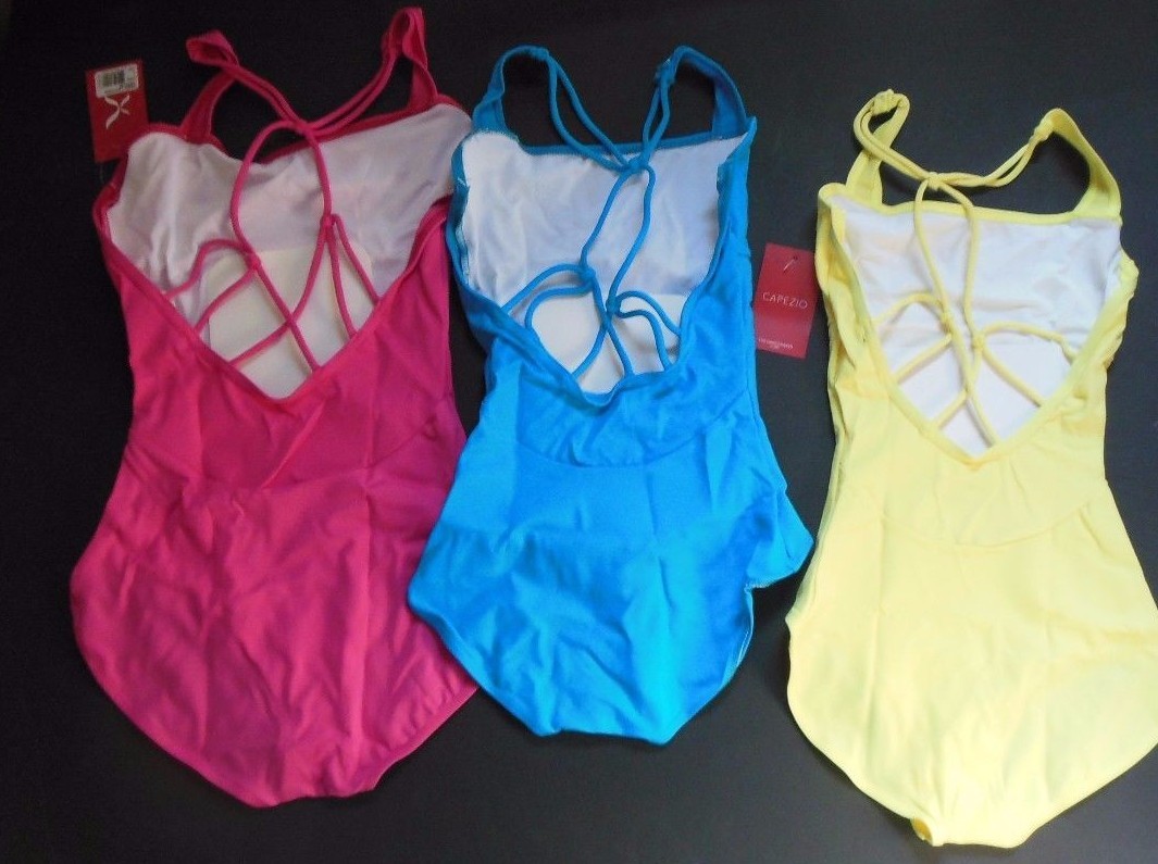 CAPEZIO CAMISOLE LEOTARD 4 COLORS STRAPPY BACK Tb201 LADIES sizes lattice