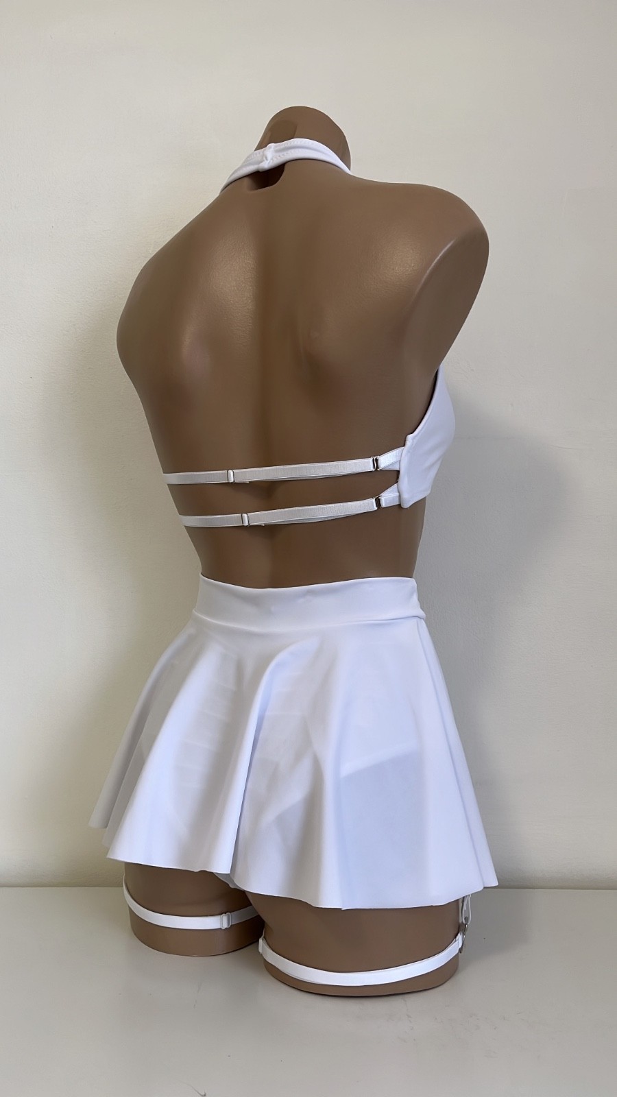 Schminke👙dance wear pole-dance skirt with briefs + halter top front clasp