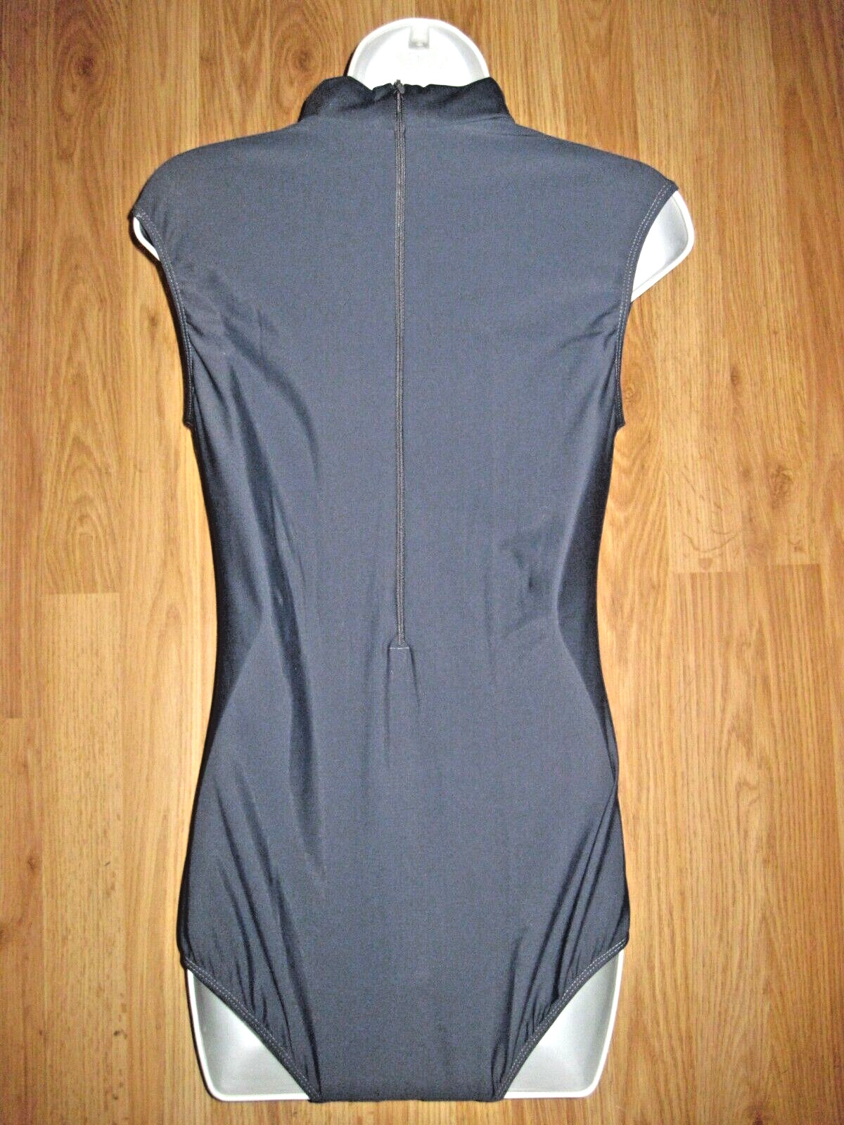 Plus Size Shiny Dark Gray Spandex Sleeveless T-Neck Leotard Size 2XL 16-18 New