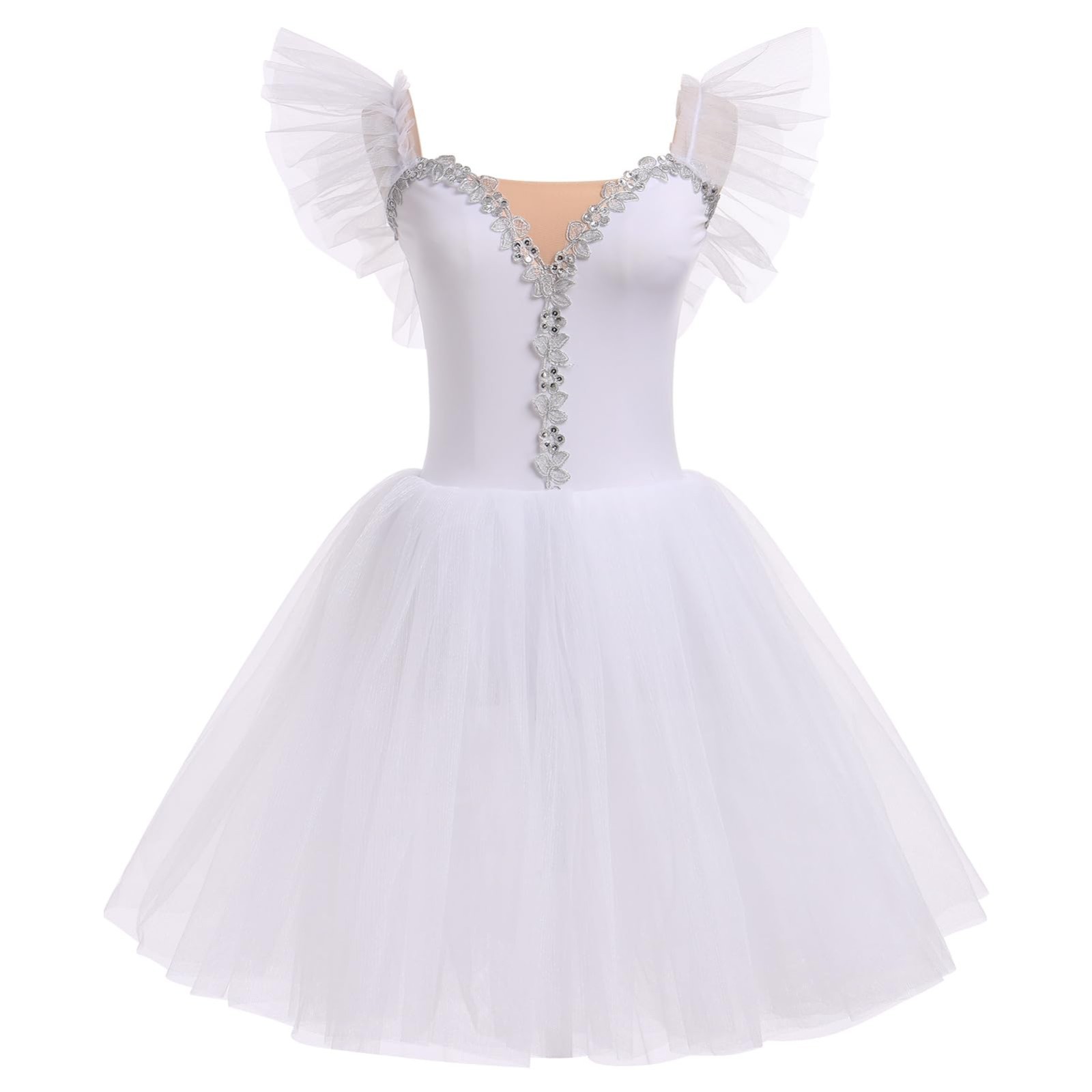 Elegant Ballerina Leotard for Women – Embroidered Tulle Skirted Dance Costume