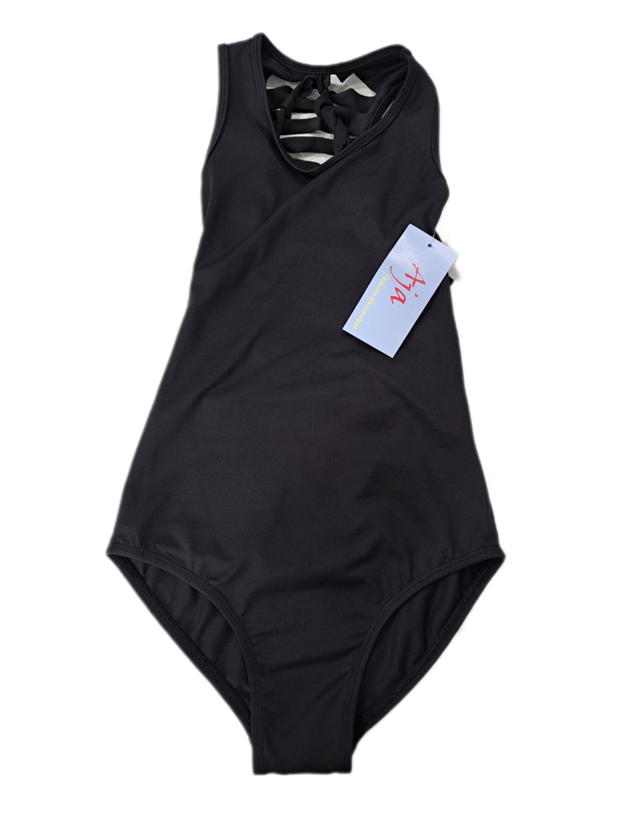 Aja VTG Cutout Slashed Ladder Back Tank Leotard Boycut Black Women’s Size S