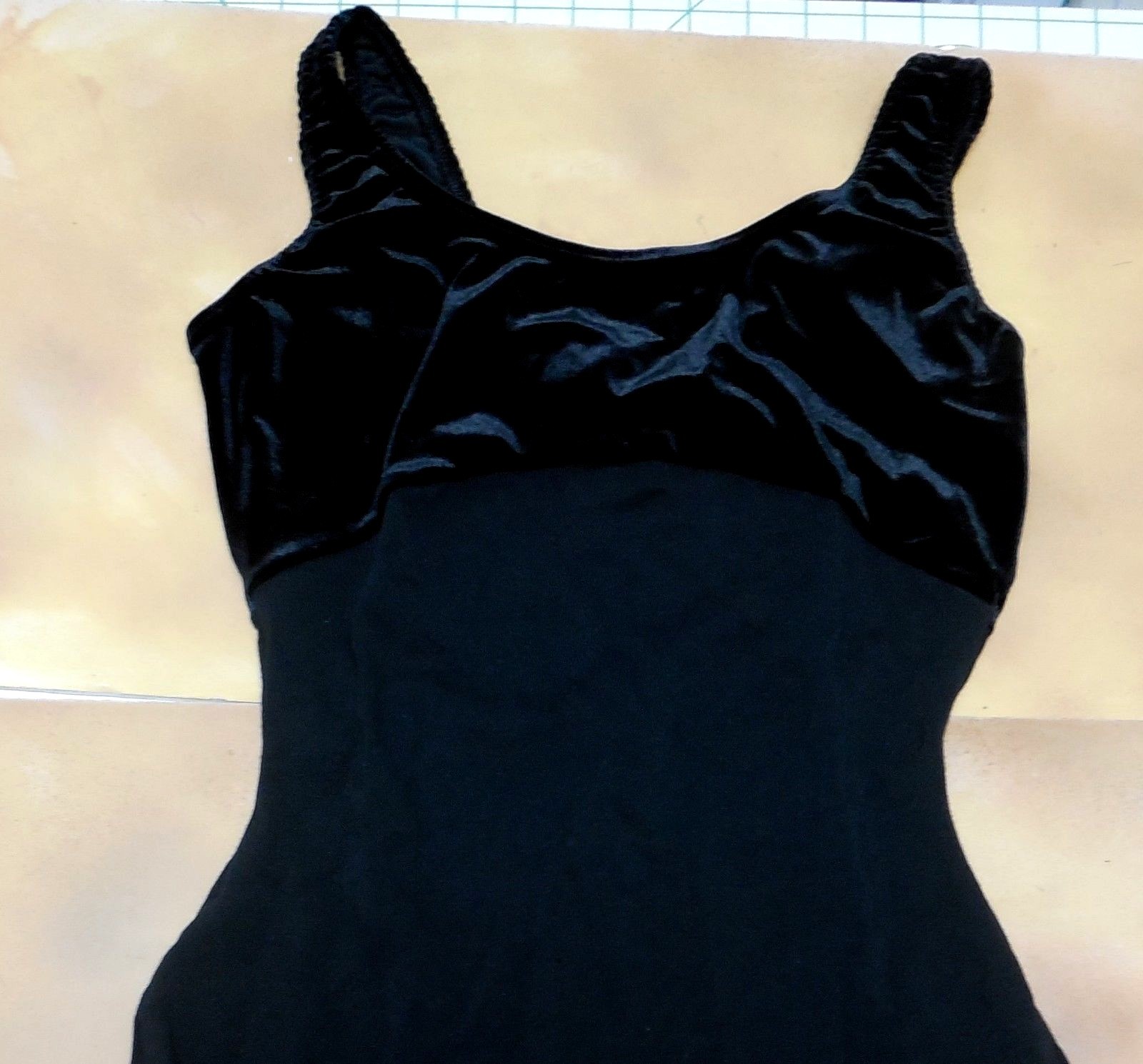 NWOT Black Tank Jazz Unitard Velvet Bodice Ladies Medium Adult Cotton Spandex