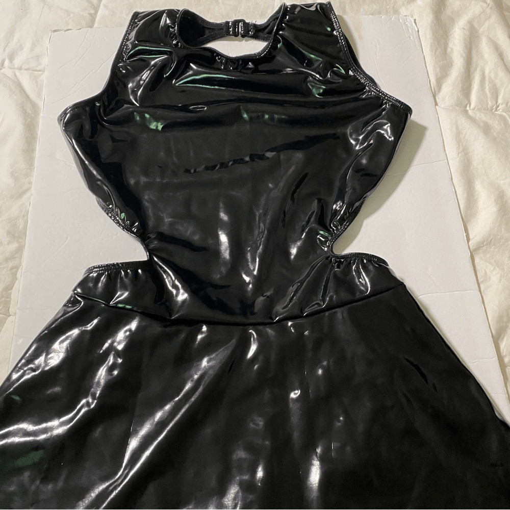 The Line up dance costume mature faux leather leotard DENISE LIQUID DRESS XL adl