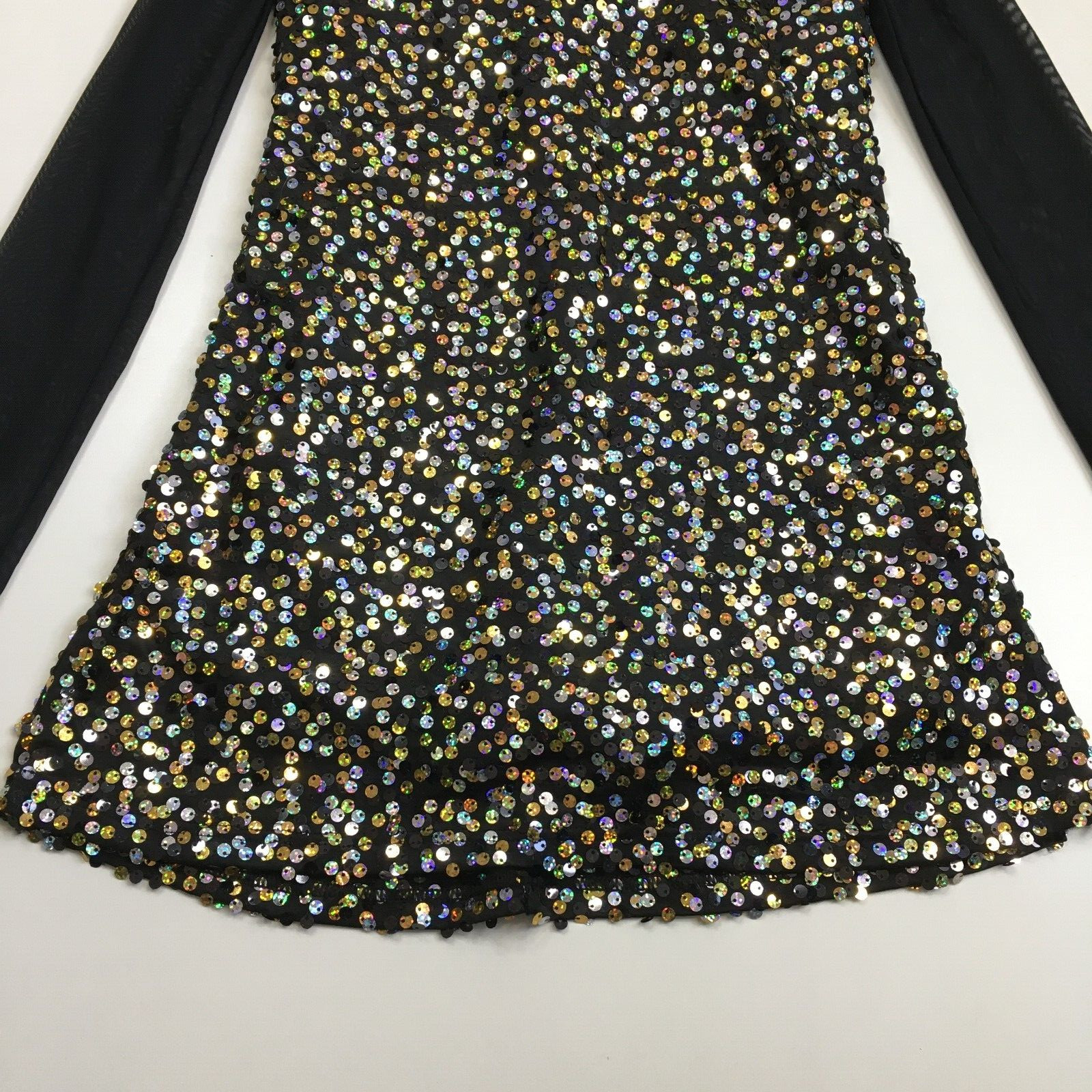 BALARA Dance Black Gold Silver Black Sequins Short Insert Dress sz Small/XS