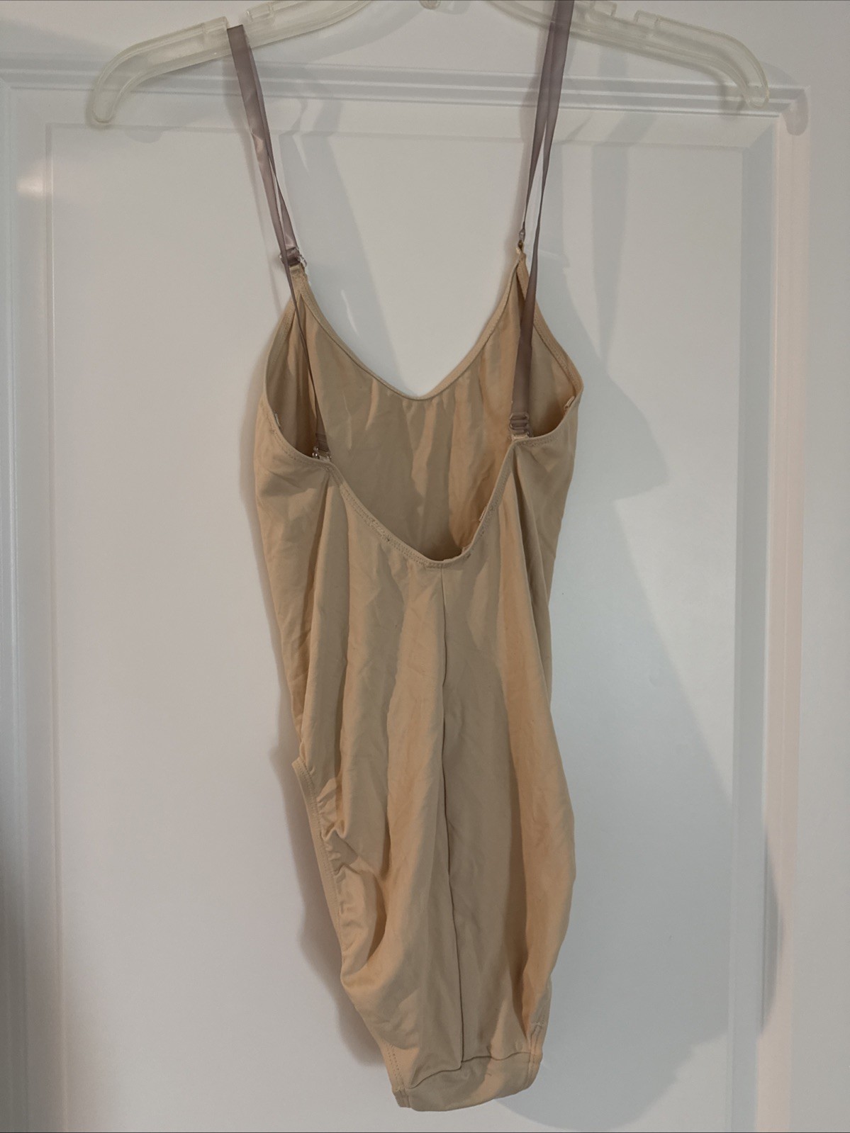 Capezio Nude camisole dance leotard with clear adjustable moveable straps