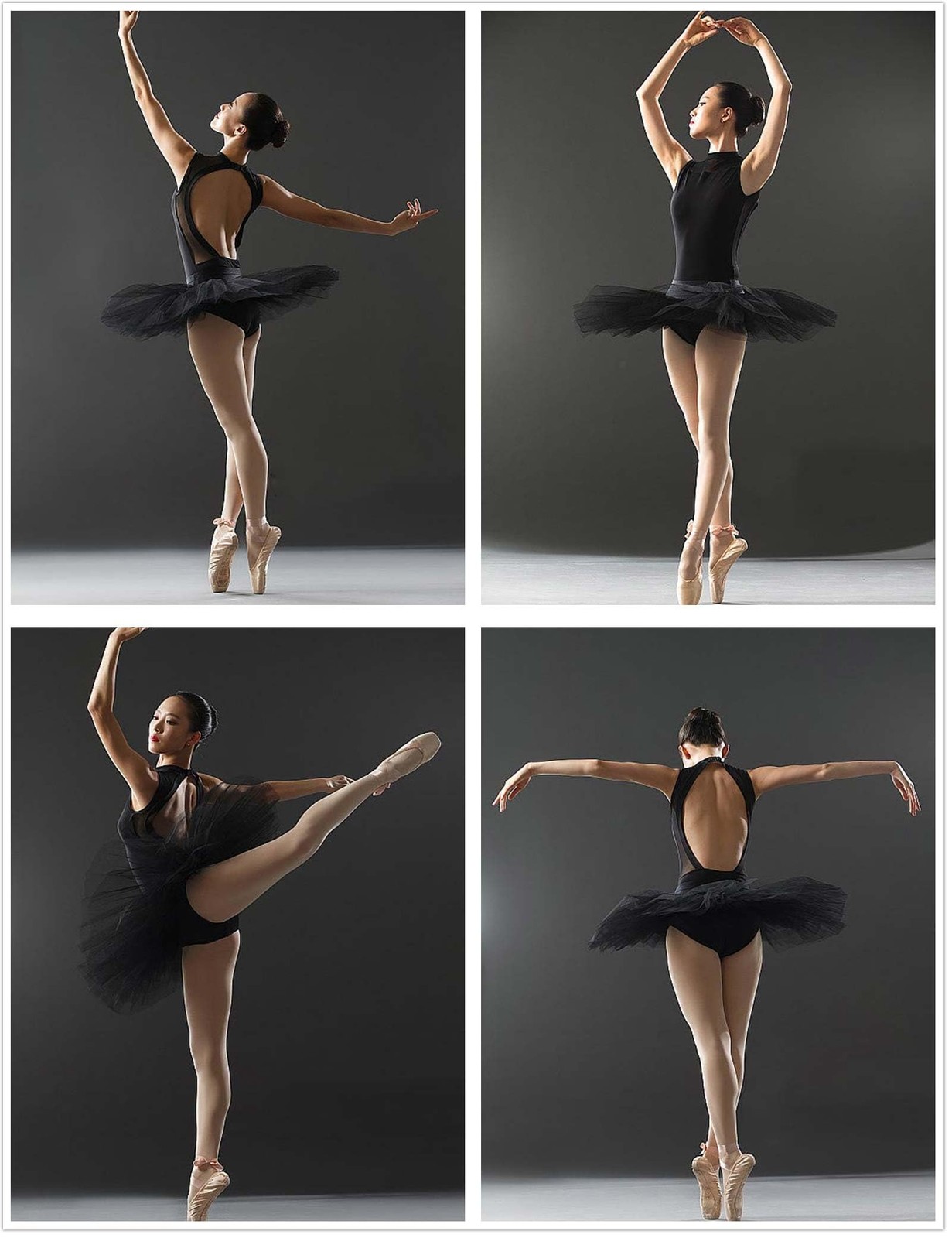 Sleeveless Black Teen Girls Ballet Leotards Cotton Mesh Dance Attire with Ope…