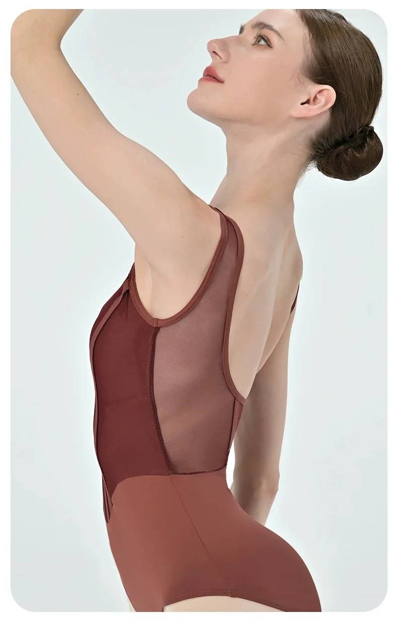 Retro Ballet Leotard Women Design Spliced Gymnastics Bodysuit Dance Clothing