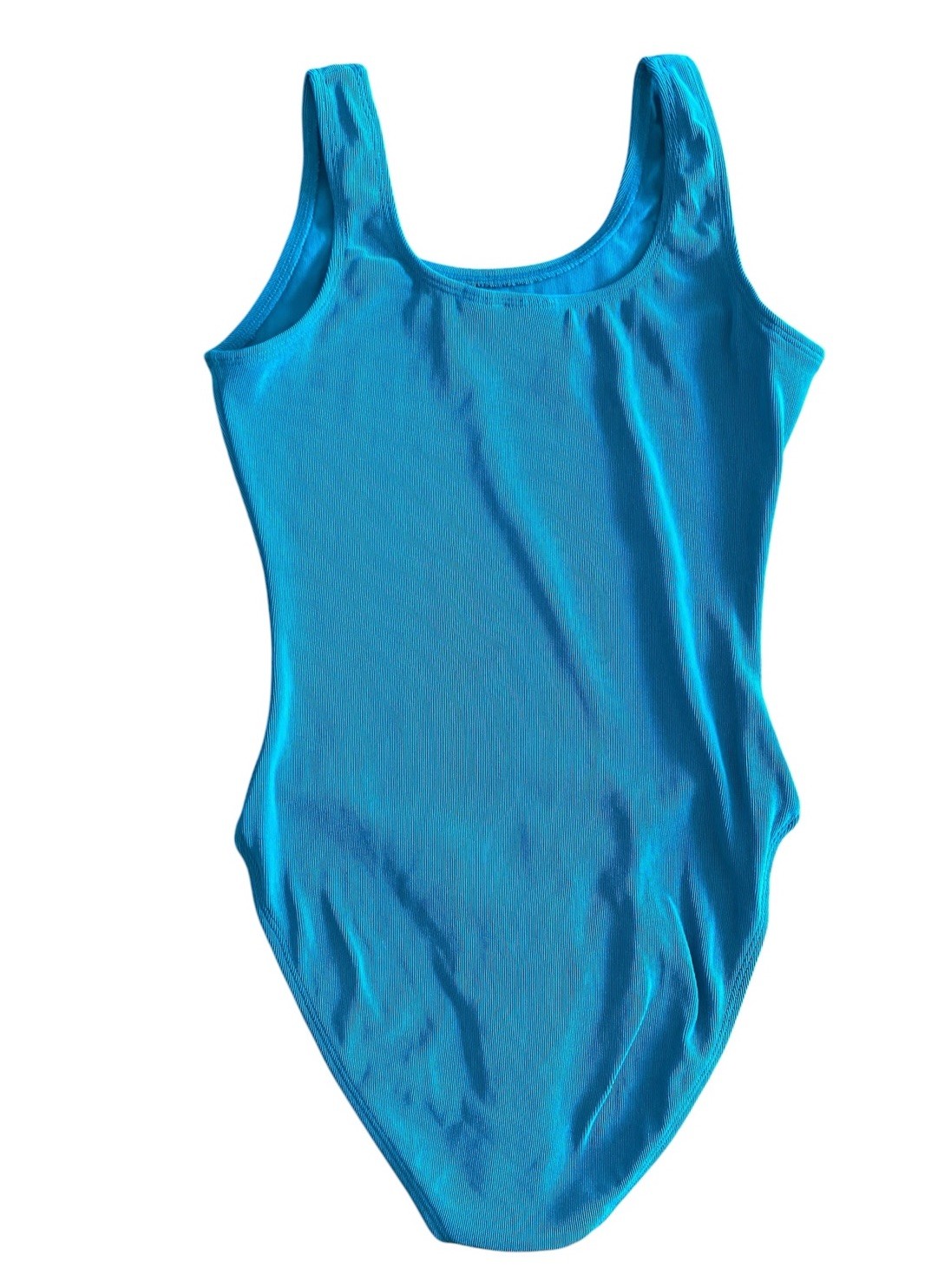 Vintage The Body Co Womens Leotard Bodysuit Turquoise Ribbed High Legs 80’s 90’s