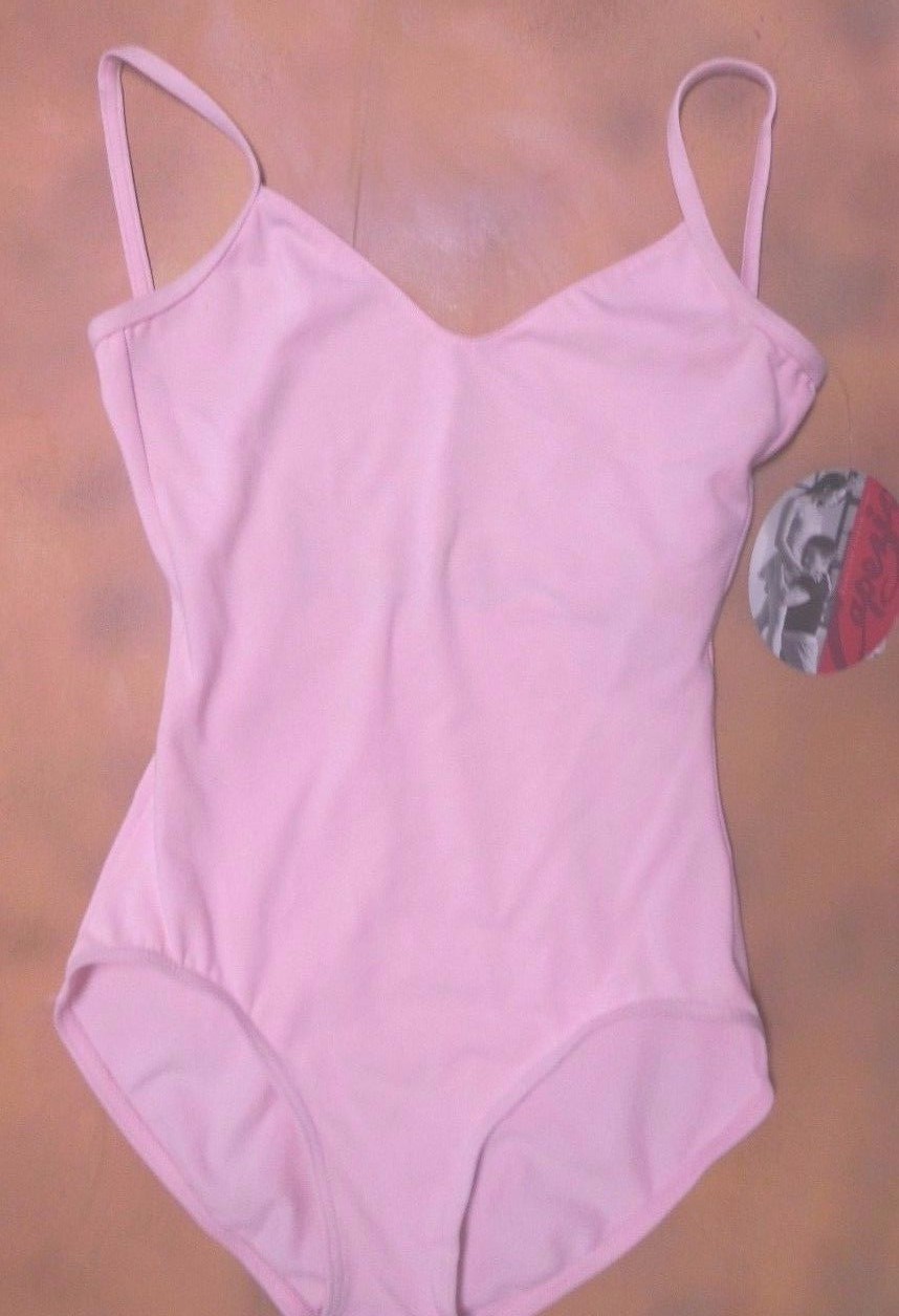 CAPEZIO CAMISOLE LEOTARD Pink w Rhinestone back cotton spandex 90193 Small Adult