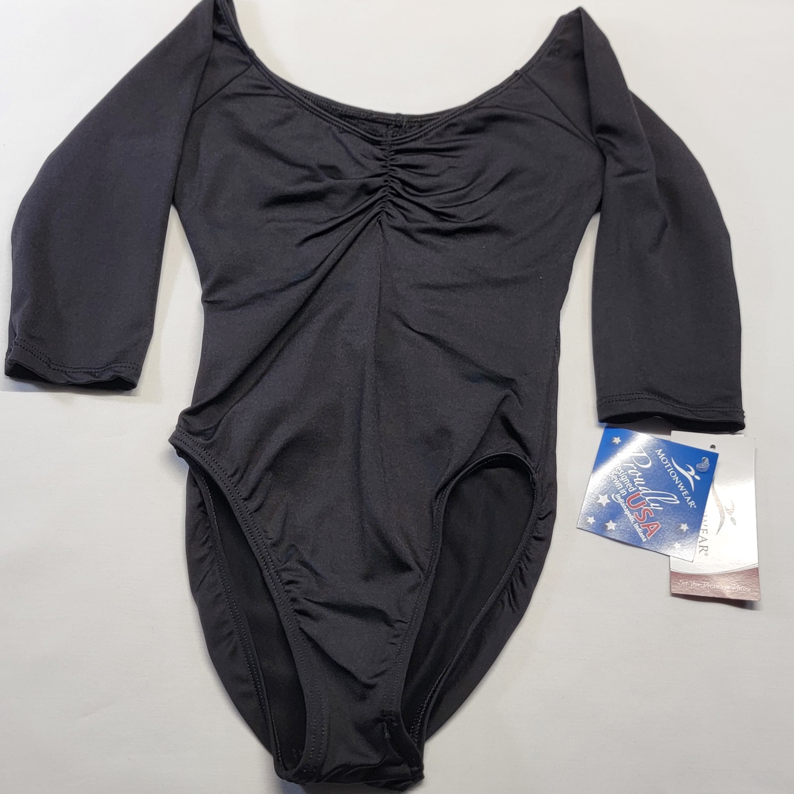 Motionwear Flower Mesh Tank Leotard Black Vertical Keyhole Cutouts Back SZ PA
