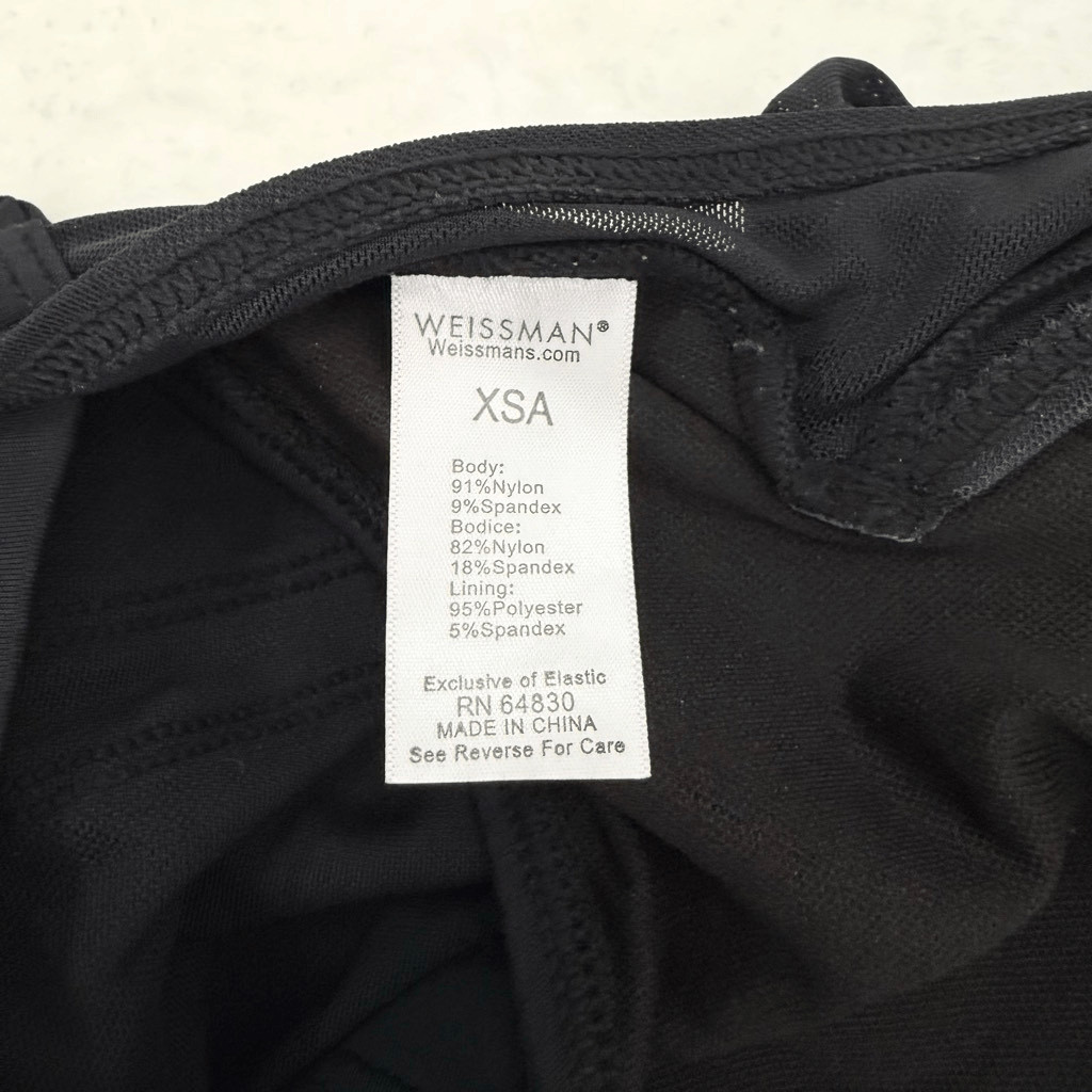 Weissman Cap Sleeve Open Back Strappy Black Unitard Size US XSA (Extra Small Adu