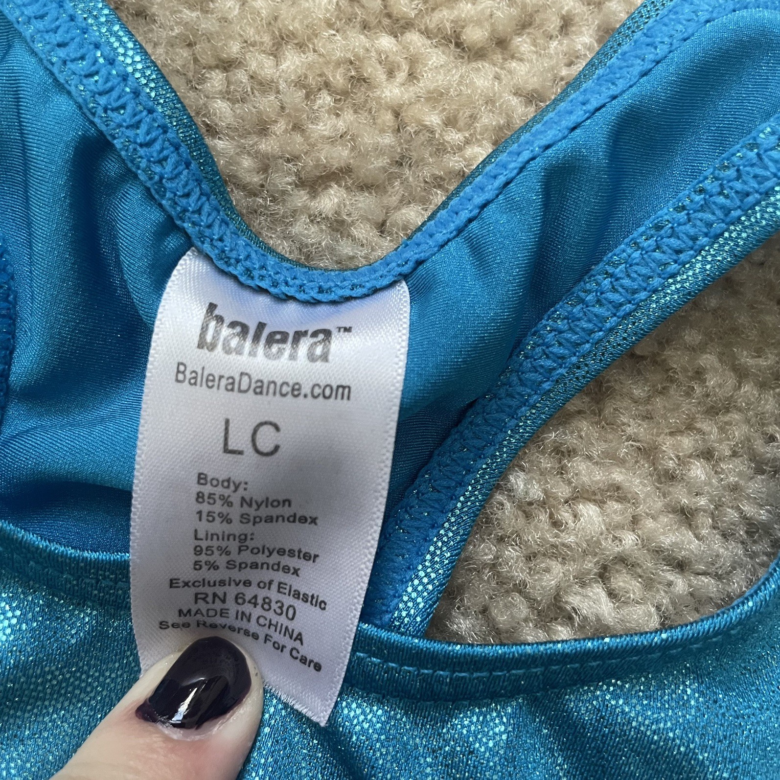 Balera LC Blue Metallic Dance Gymnastics Leotard Girls Large Child Shiny