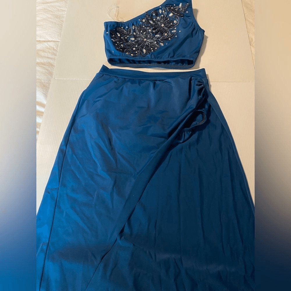 Kelle dance costume blue 2 piece AWAKENING 4424 contemporary lyrical MA adult