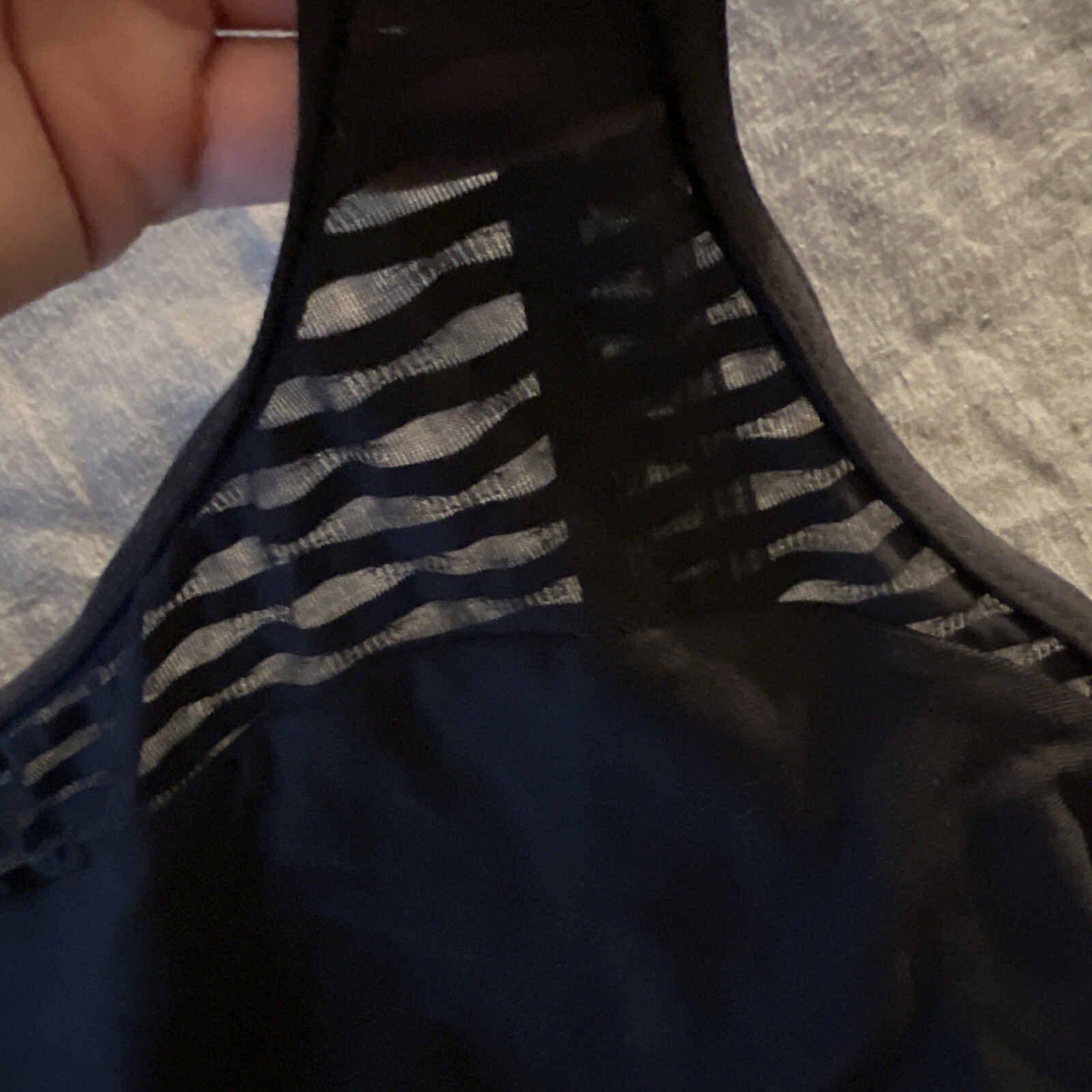 Wear Moi Black Mesh Stripe Tank Leotard- Size M