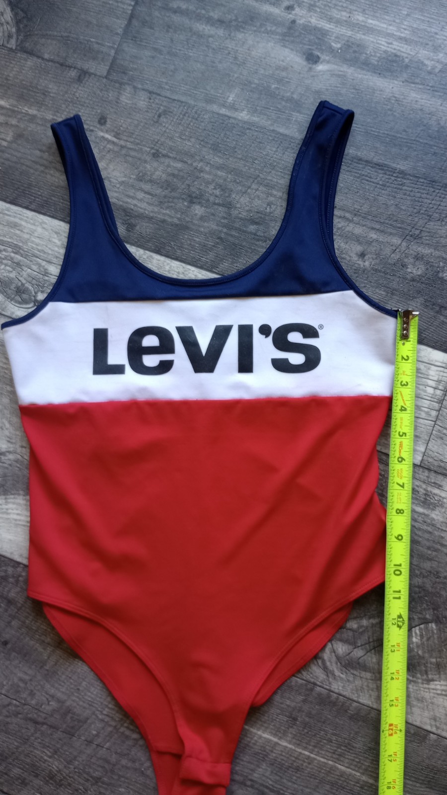 Levi’s Women’s L Red White & Blue Colorblock Leotard With Snap Closure