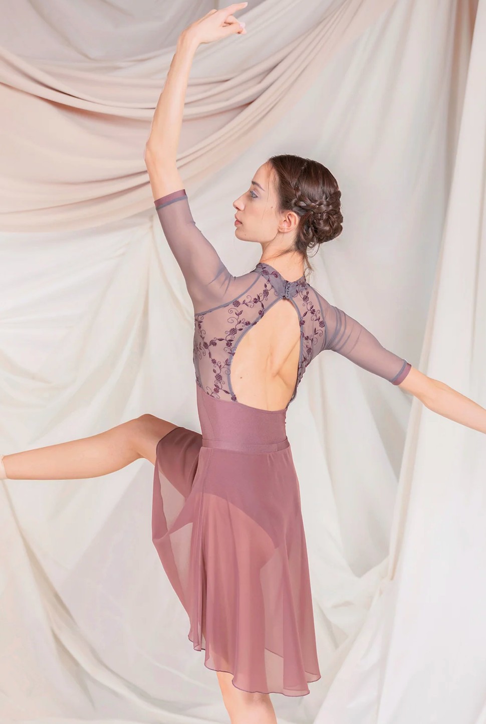 DellaLo Milano Selene CL Ballet Leotard – Elegant High Neck | Open Back – NWT