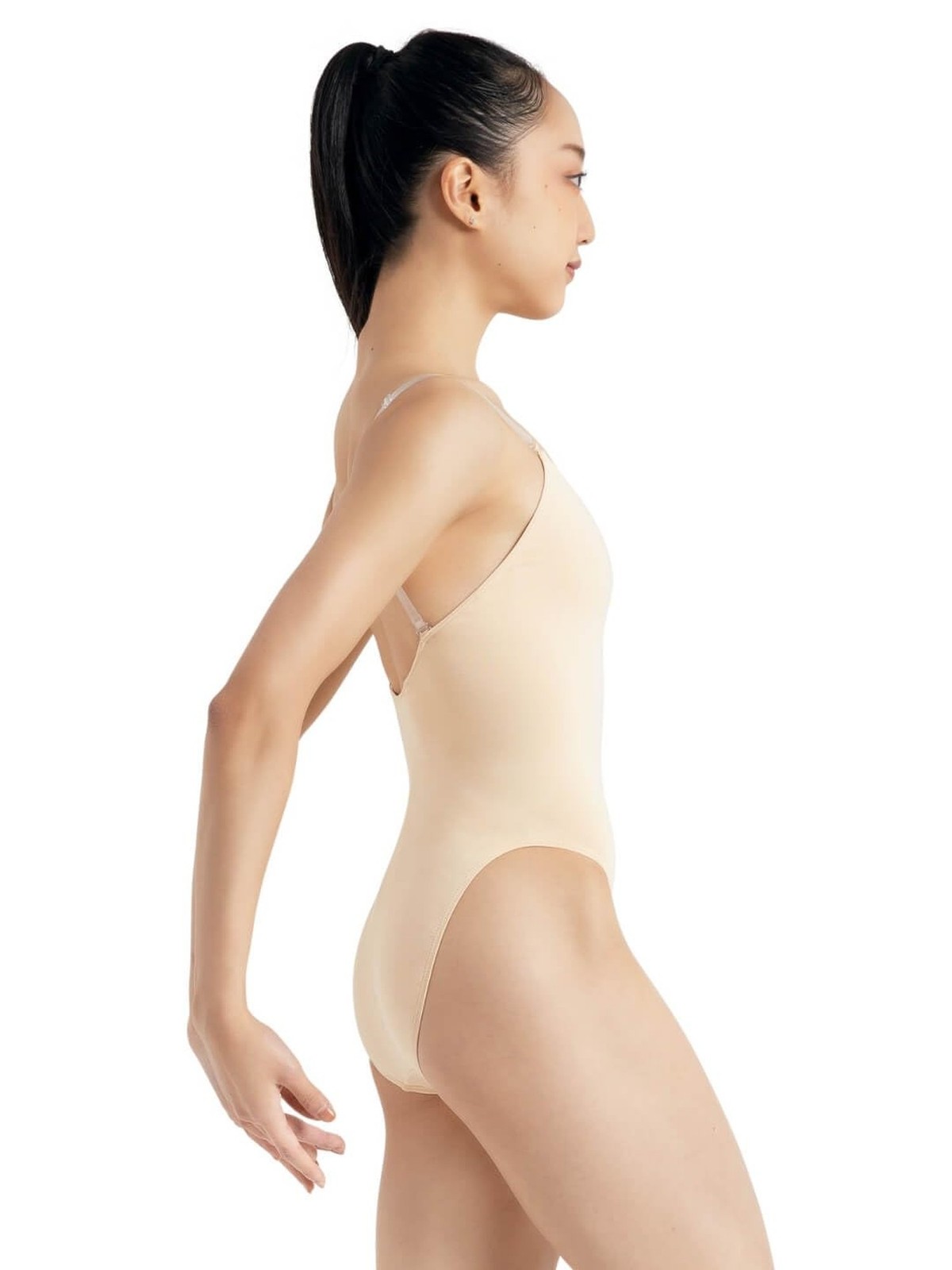 Capezio womens Camisole Leotard With Clear Transition Straps Medium Nude