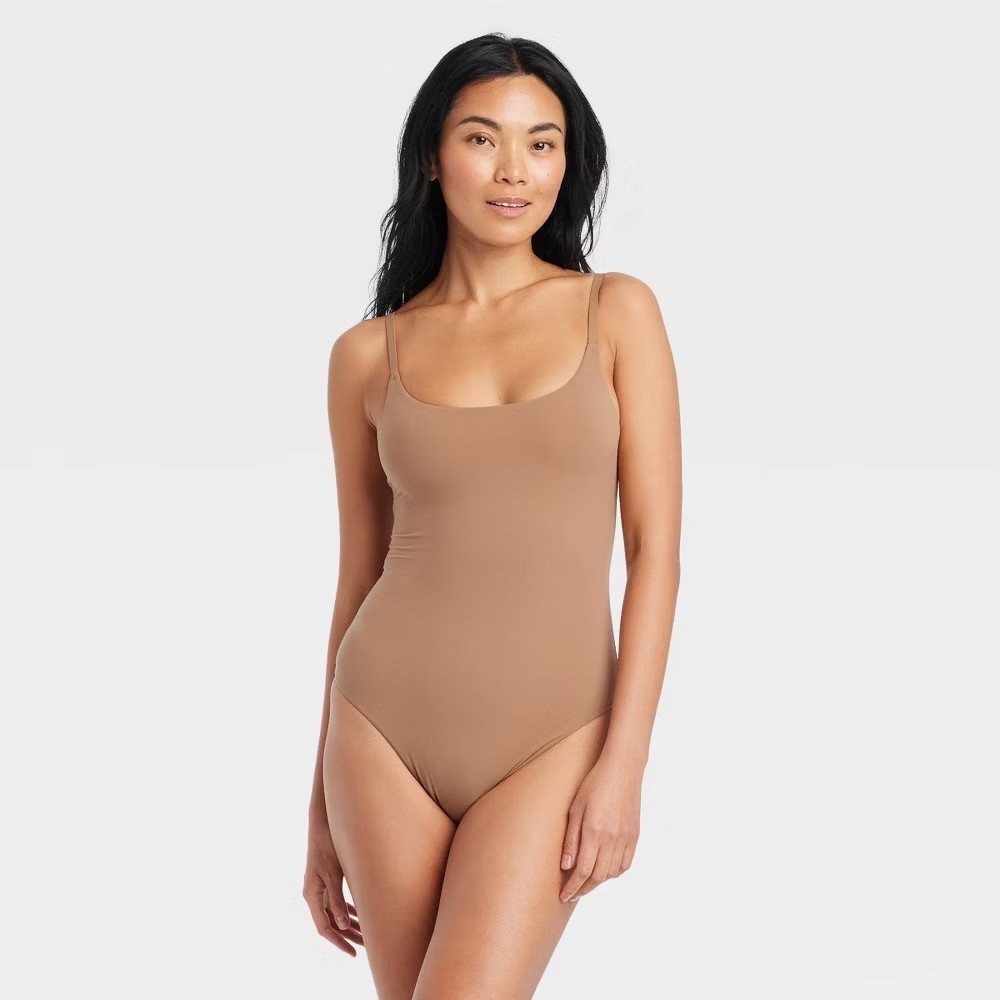 Women’s 4-Way Stretch Cami Bodysuit – Auden – XXL – Brown J24