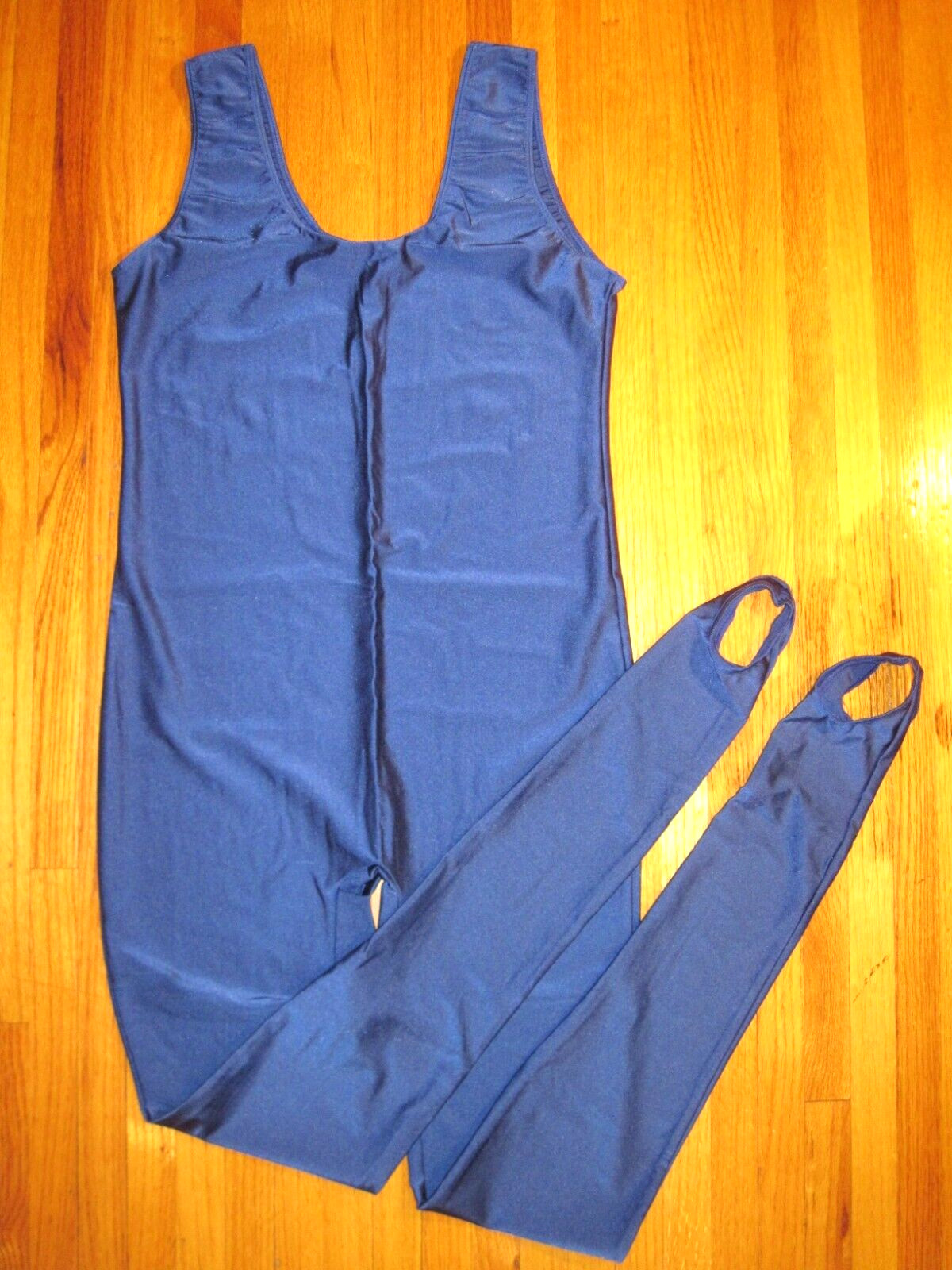 Plus Size Shiny Navy Tank Spandex Stirrup Foot Unitard Jumpsuit Size XL-14+ New