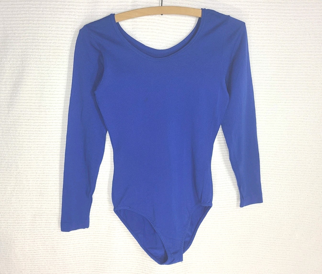 Vintage 1970s Stretch Leotard Long Sleeve Navy Blue Retro Gymnastics Women Small