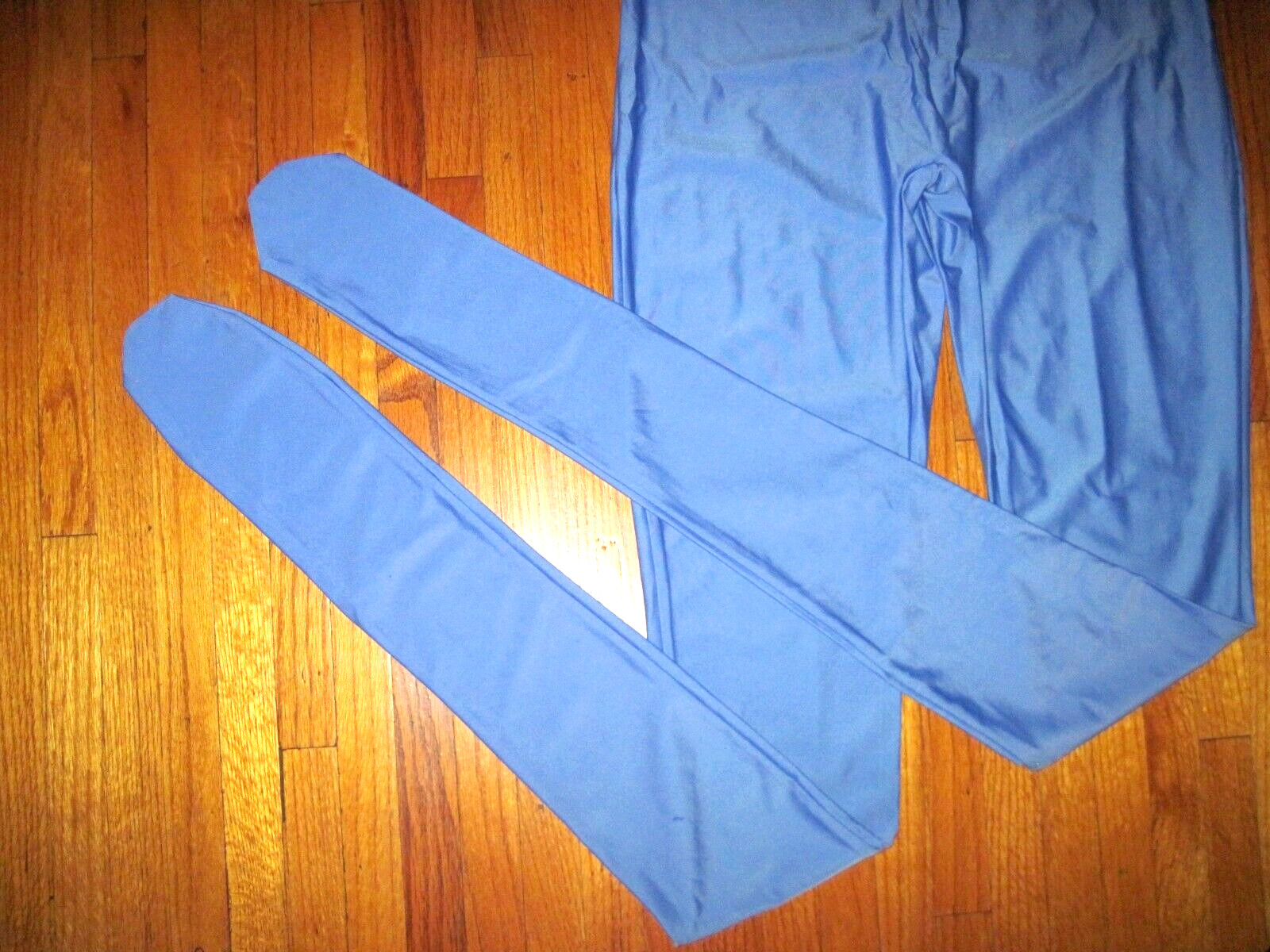 Plus Size Shiny Lt Blue Long Sleeve T Neck Footed Unitard Size XL-14-16 New