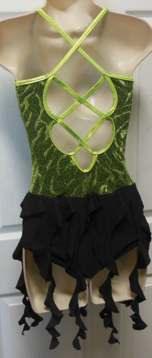 Dance costume Small adult Leotard Wolff Fording Lime Foiled Designer Sample