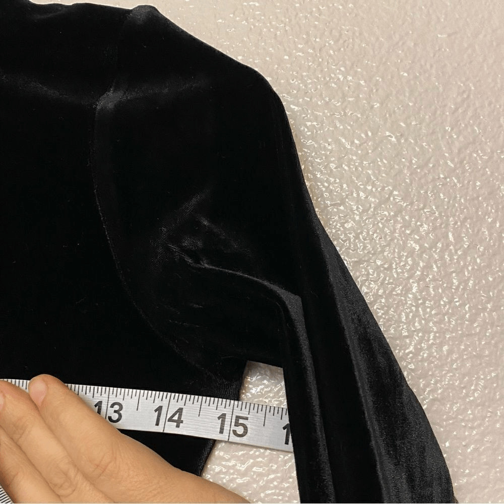 GK elite gymnastics competition leotard long sleeve black velvet rhinestone -S