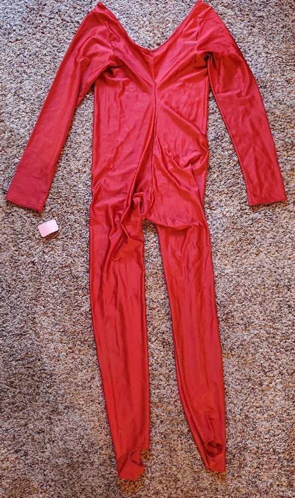 Vtg 80s SHINY SPANDEX Jumpsuit Catsuit Unitard Leotard, Stirrups, Dance++ Sz L