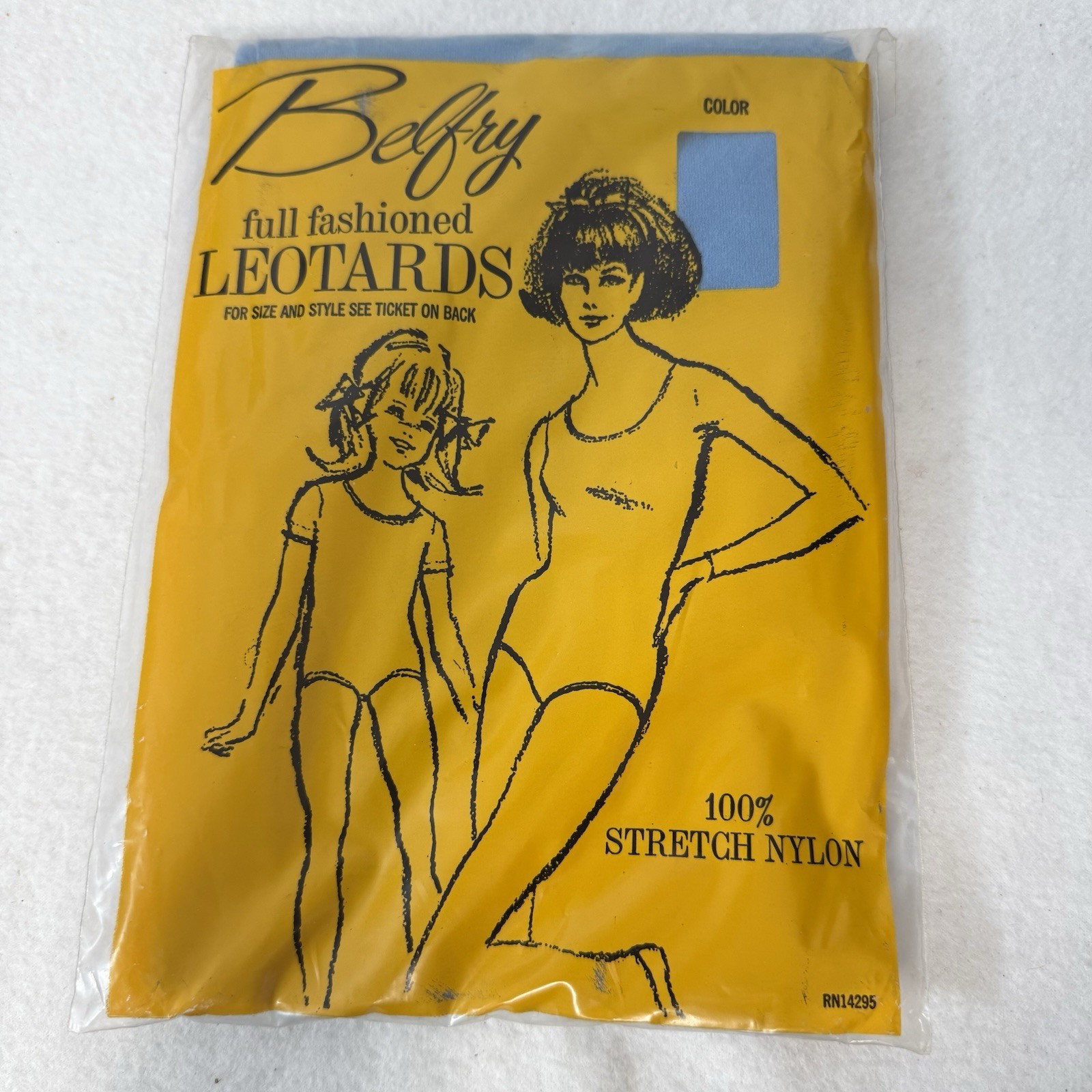 Vintage Belfry Leotard Light Blue Girl Youth Irregular Size Medium Stretch Nylon