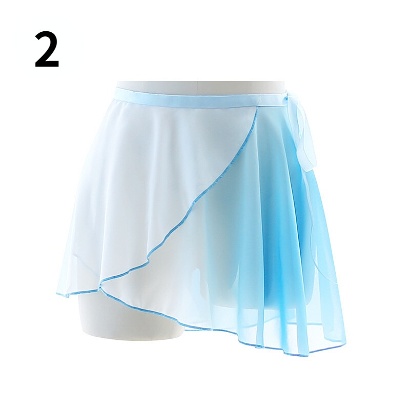 Women Ballet Dance Wrap Skirt Mini Chiffon Practice Gradient Color Dancewear New