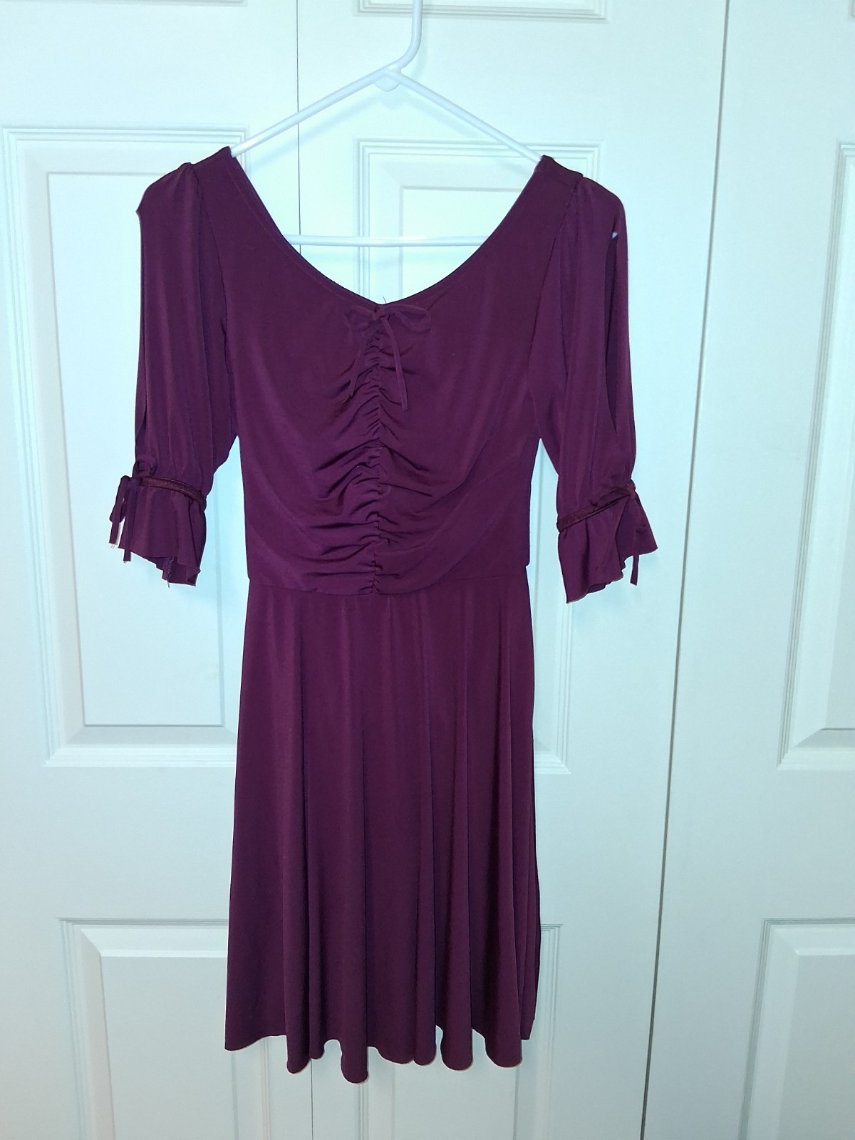Weissman SA Burgundy Women’s Dance Leotard with Skirt Ruched Front Sleeves SA