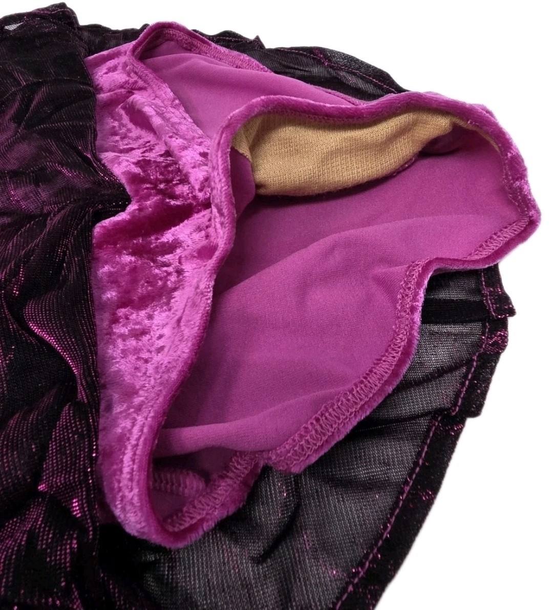 Gilda Marx VTG High Neck Velvet Keyhole Mesh Skate Dress Fuchsia Adult XS (Y/J)