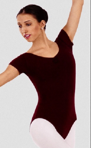Capezio 1470 Women’s X Small (2-4) Burgundy ABT Cap Sleeve Pinch Front Leotard