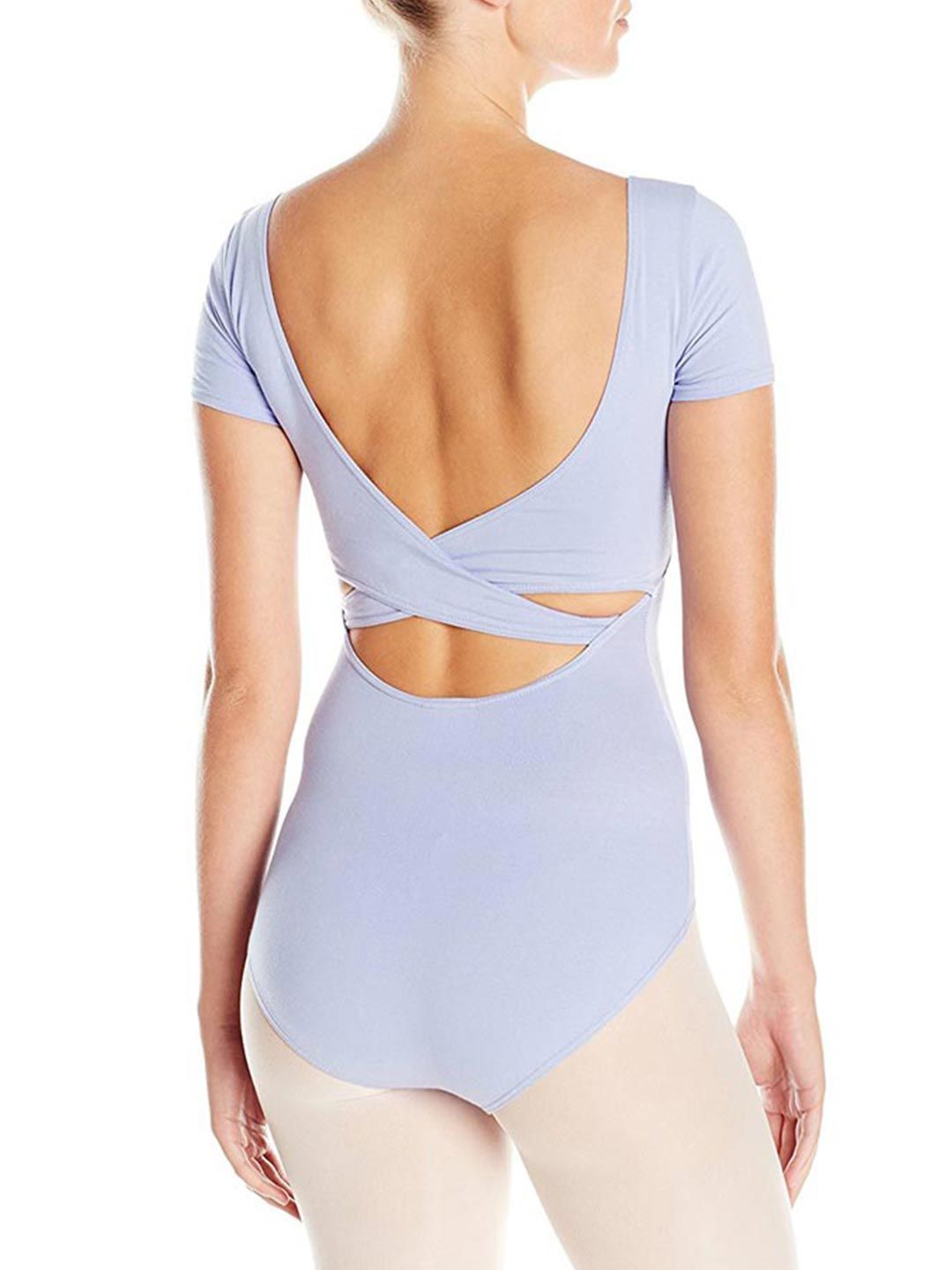 CAPEZIO copen BLUE Short sleeve crisscross back leotard CC868 frontlined